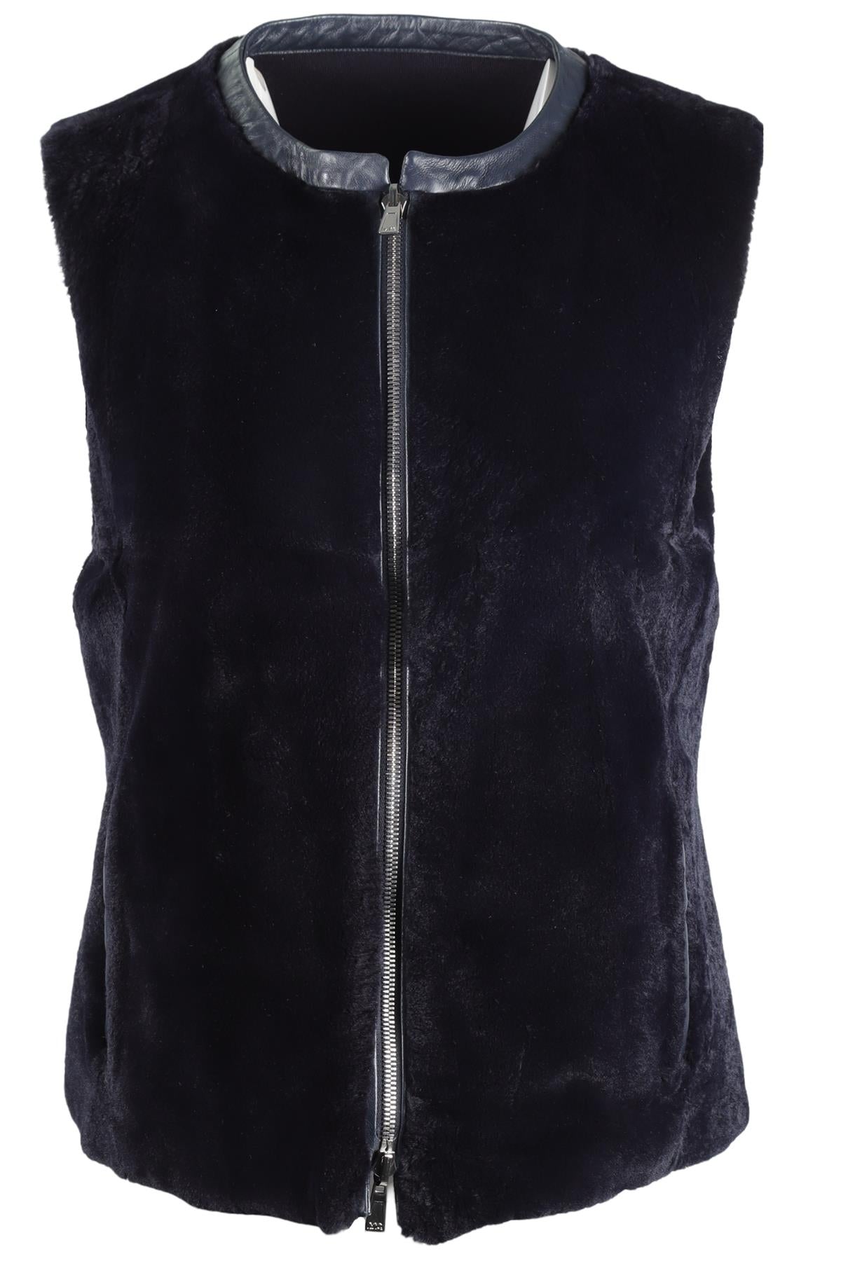 MANRICO CASHMERE NAVY CASHMERE AND FUR GILET MEDIUM