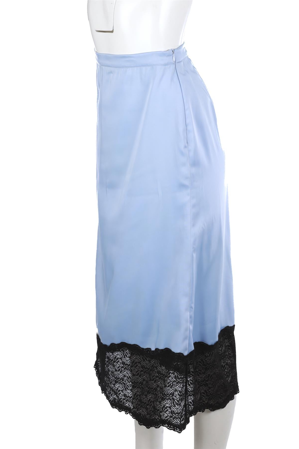 KIKA VARGAS BLUE SATIN MIDI SKIRT SMALL
