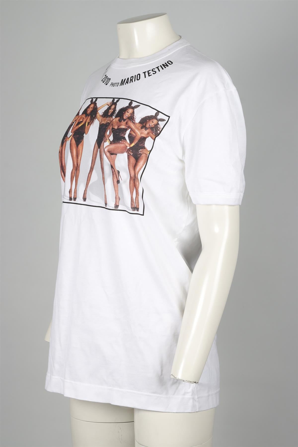 DOLCE & GABANNA FOR NAOMI CAMPBELL WHITE AUTOGRAPH COTTON T-SHIRT LARGE