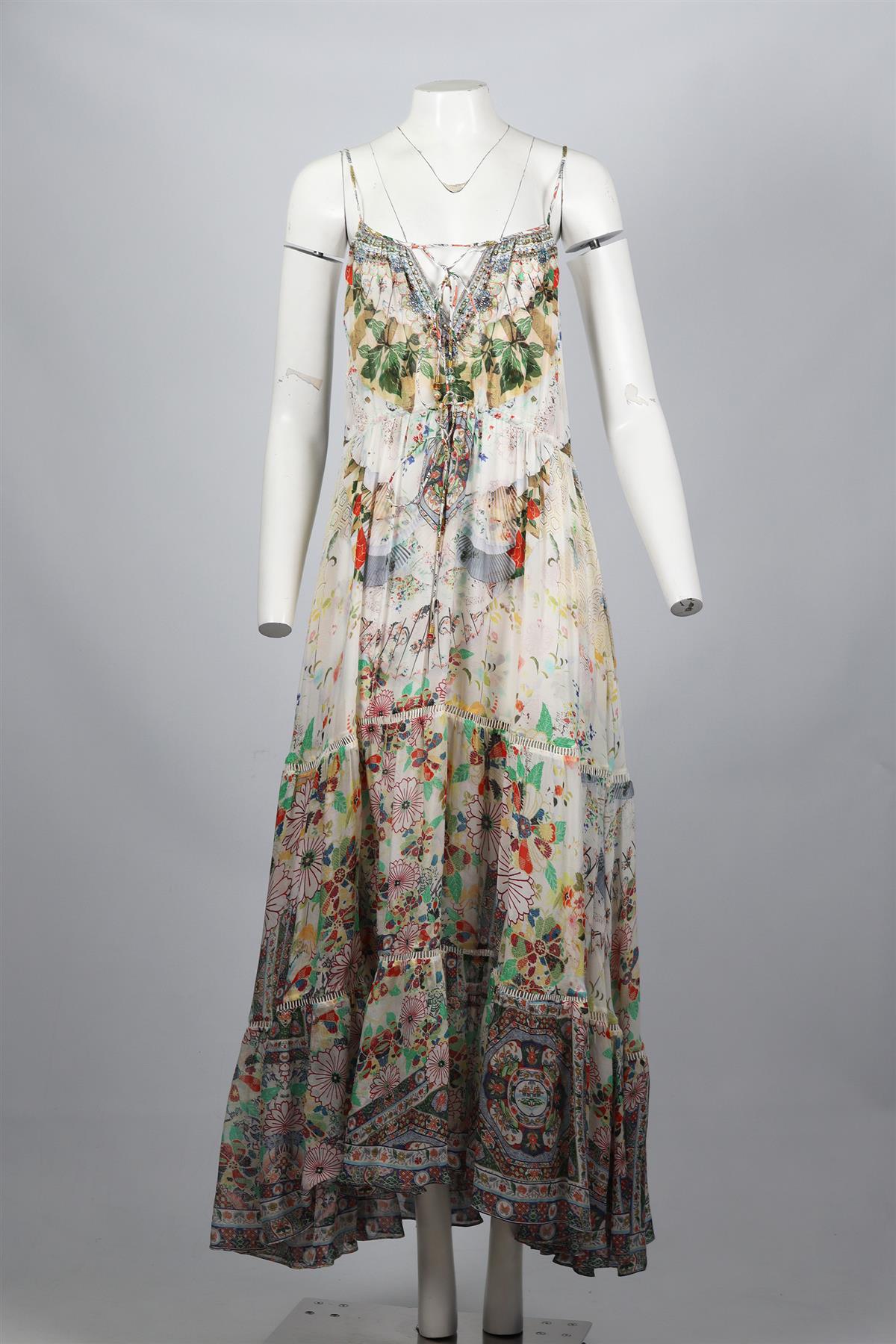 CAMILLA CRYSTAL AND SILK MAXI DRESS SMALL