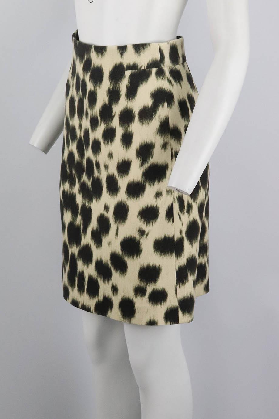 AKRIS PRINTED WOOL BLEND SKIRT US 4 UK 8