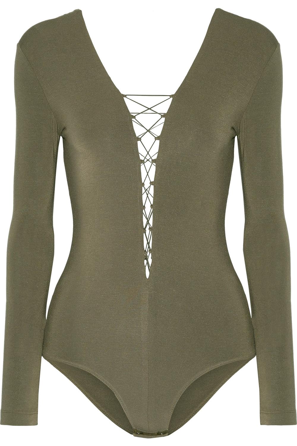 T BY ALEXANDER WANG LACE UP STRETCH MODAL BODYSUIT MEDIUM