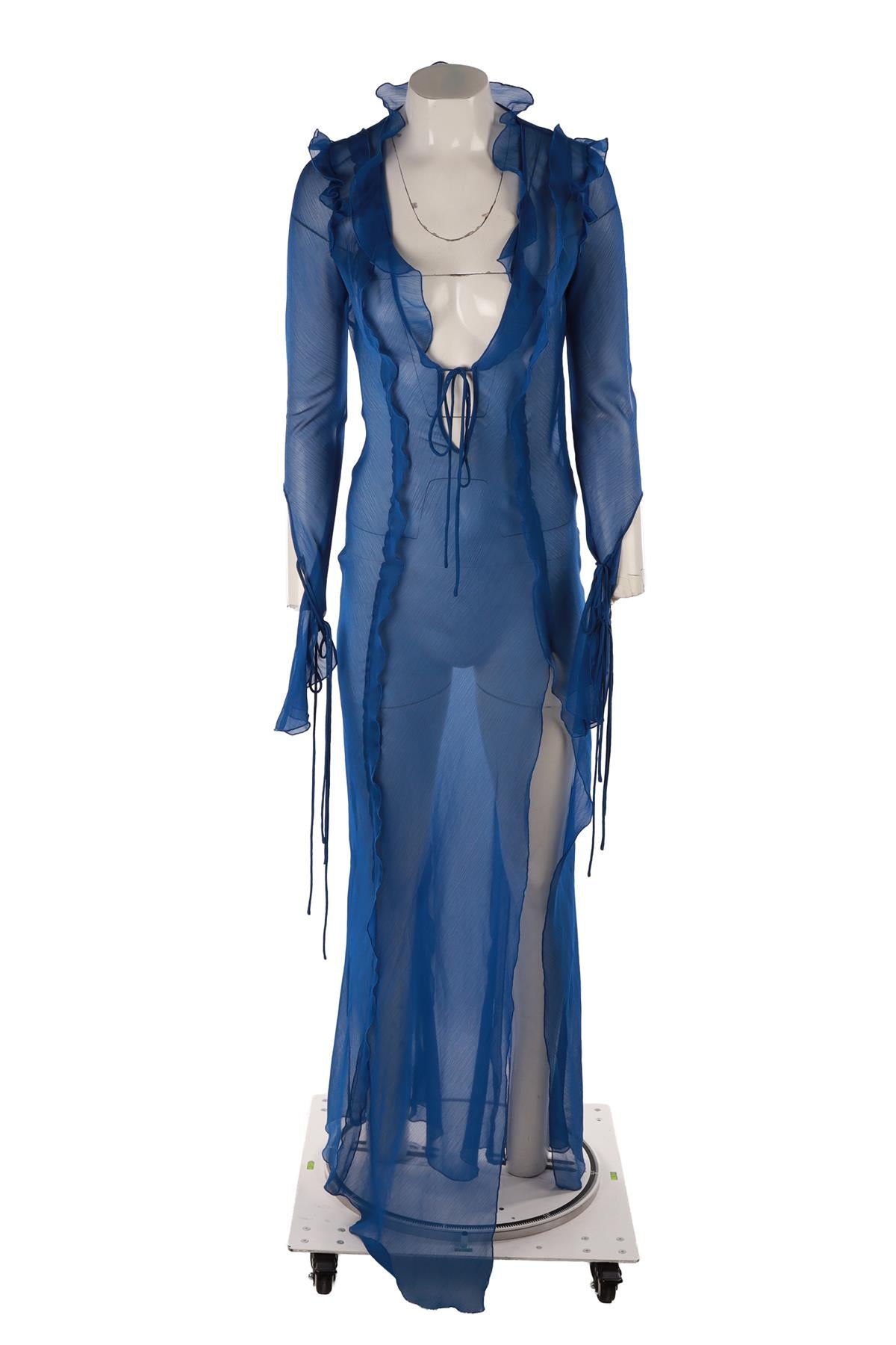 BLUE CREPE MAXI DRESS