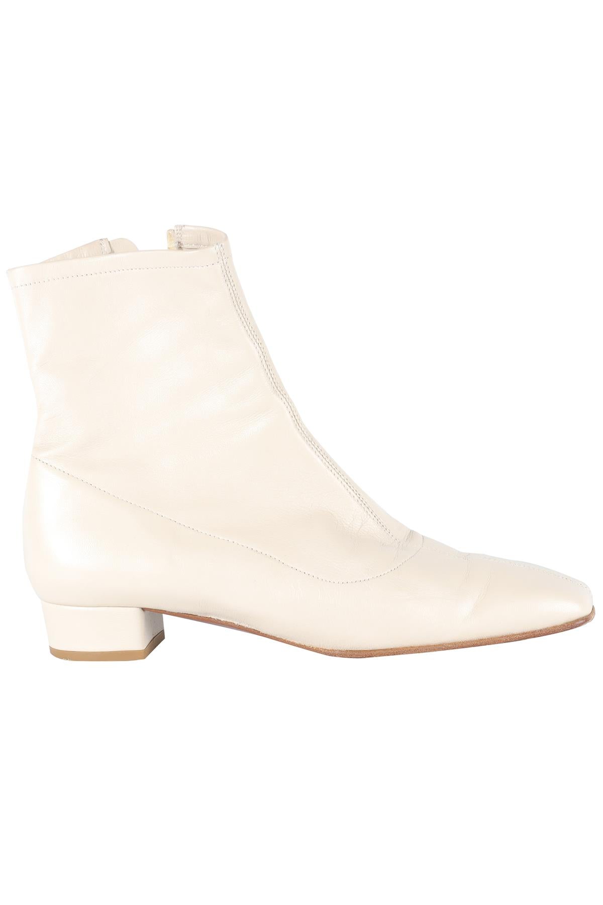 BY FAR CREAM LEATHER ANKLE BOOTS EU 36 UK 3 US 6