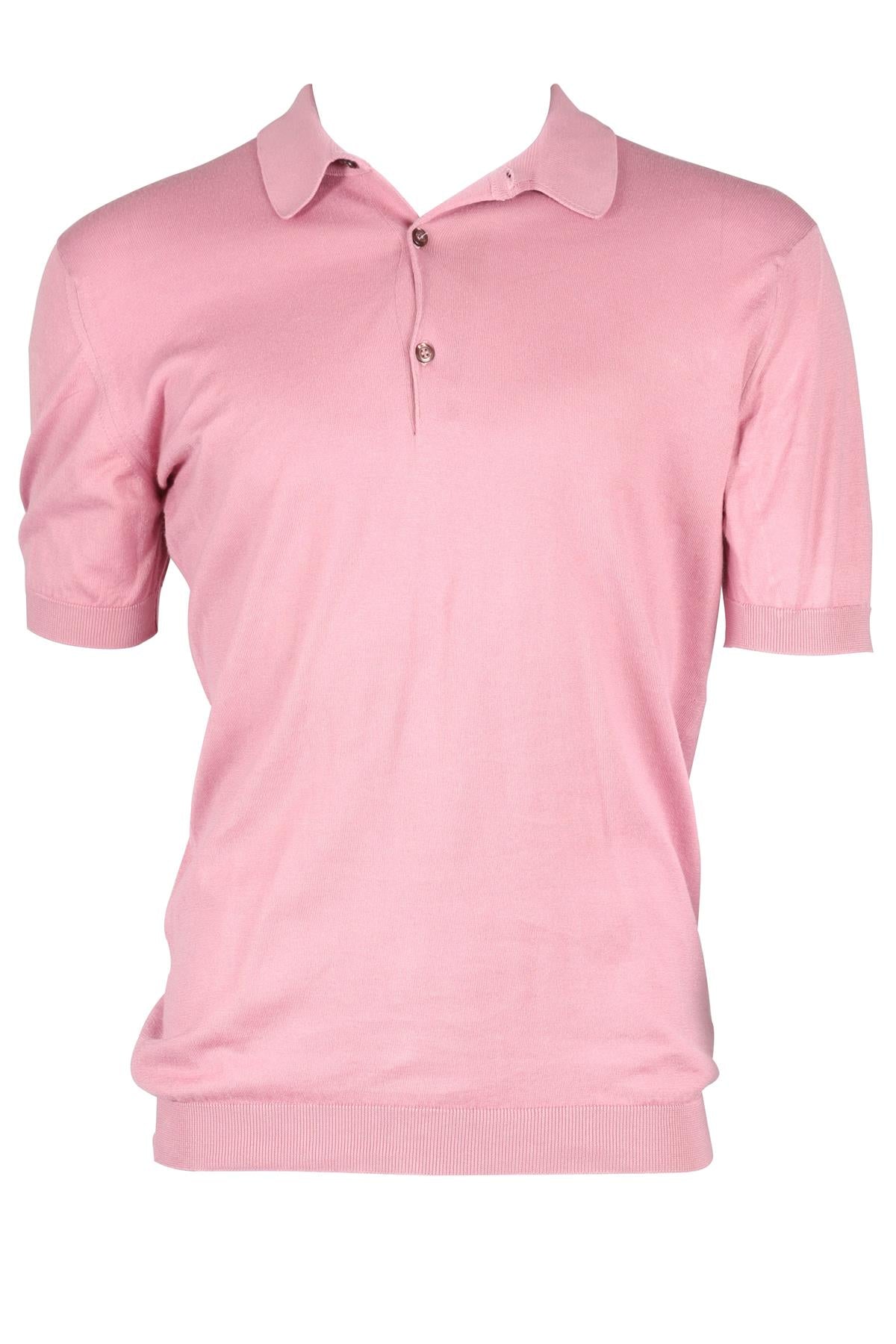 JOHN SMEDLEY PINK MEN'S COTTON POLO SHIRT MEDIUM