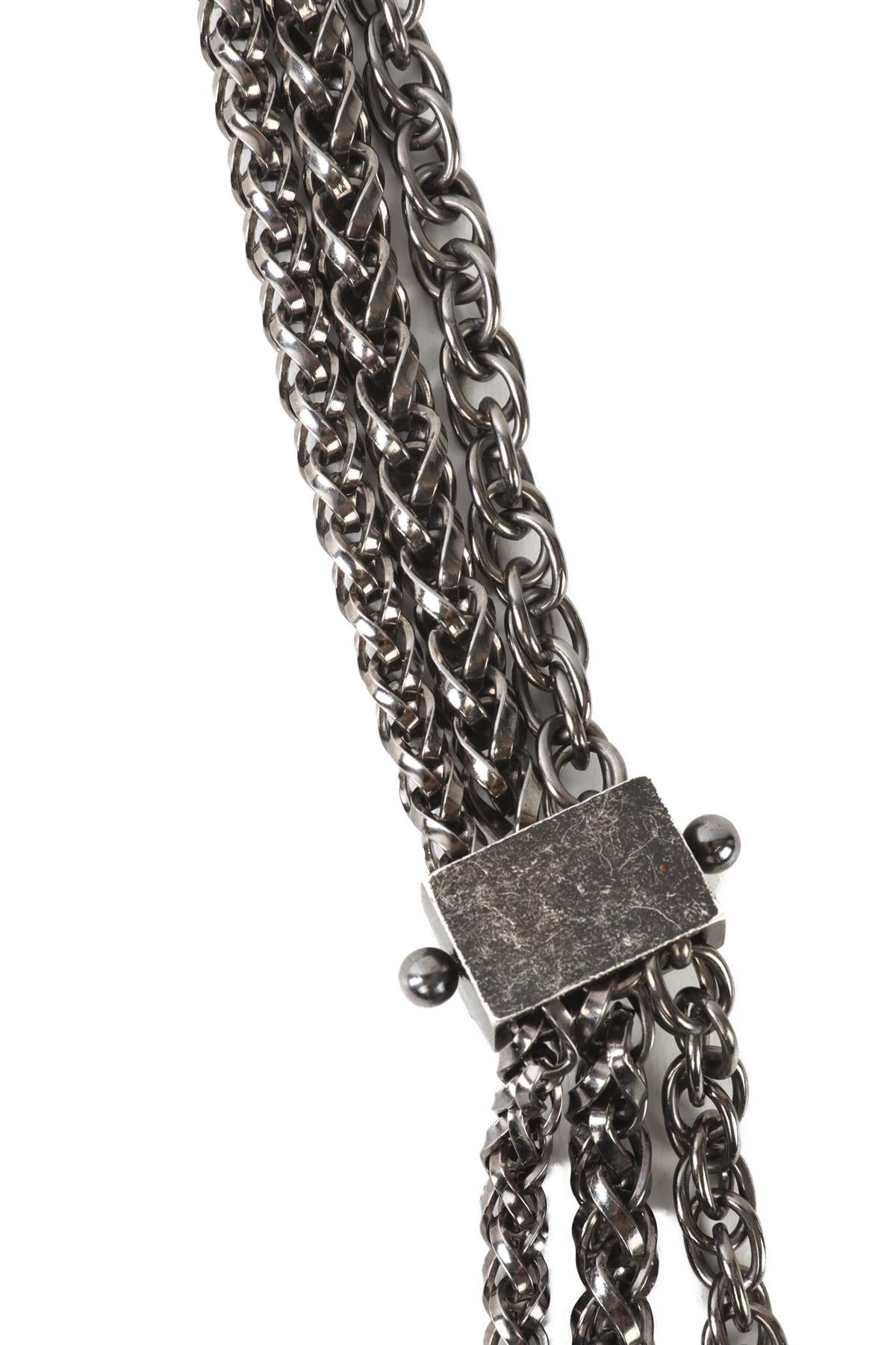 LANVIN GREY CRYSTAL AND CHAIN WAIST BELT