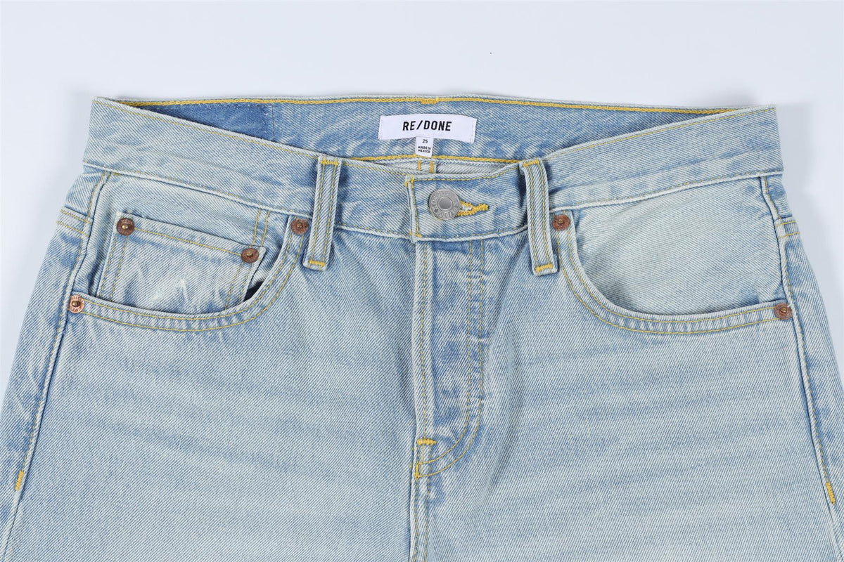 RE/DONE BLUE HIGH RISE WIDE LEG JEANS W25 UK 6-8