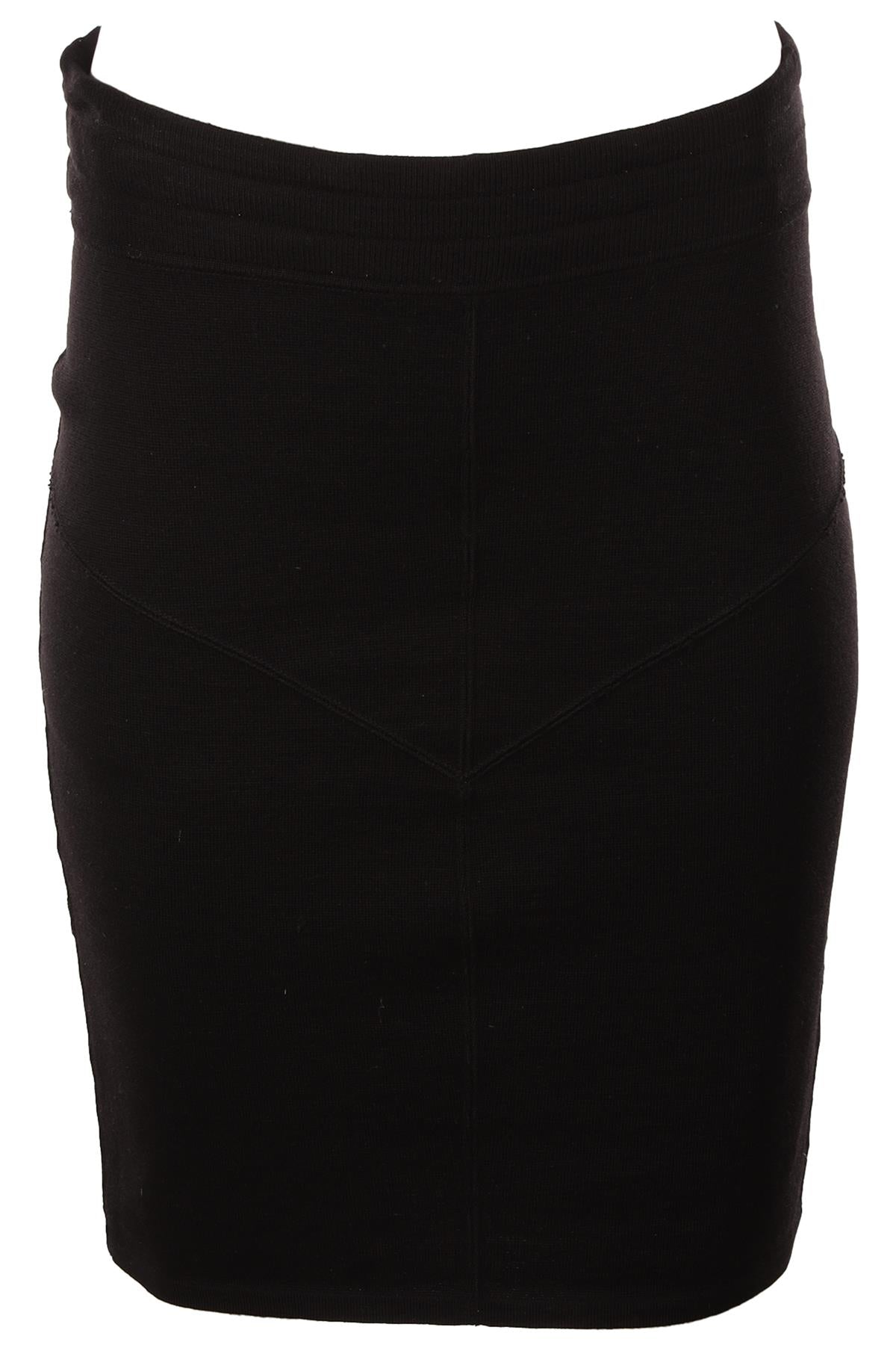 ALAÏA BLACK VINTAGE WOOL SKIRT MEDIUM