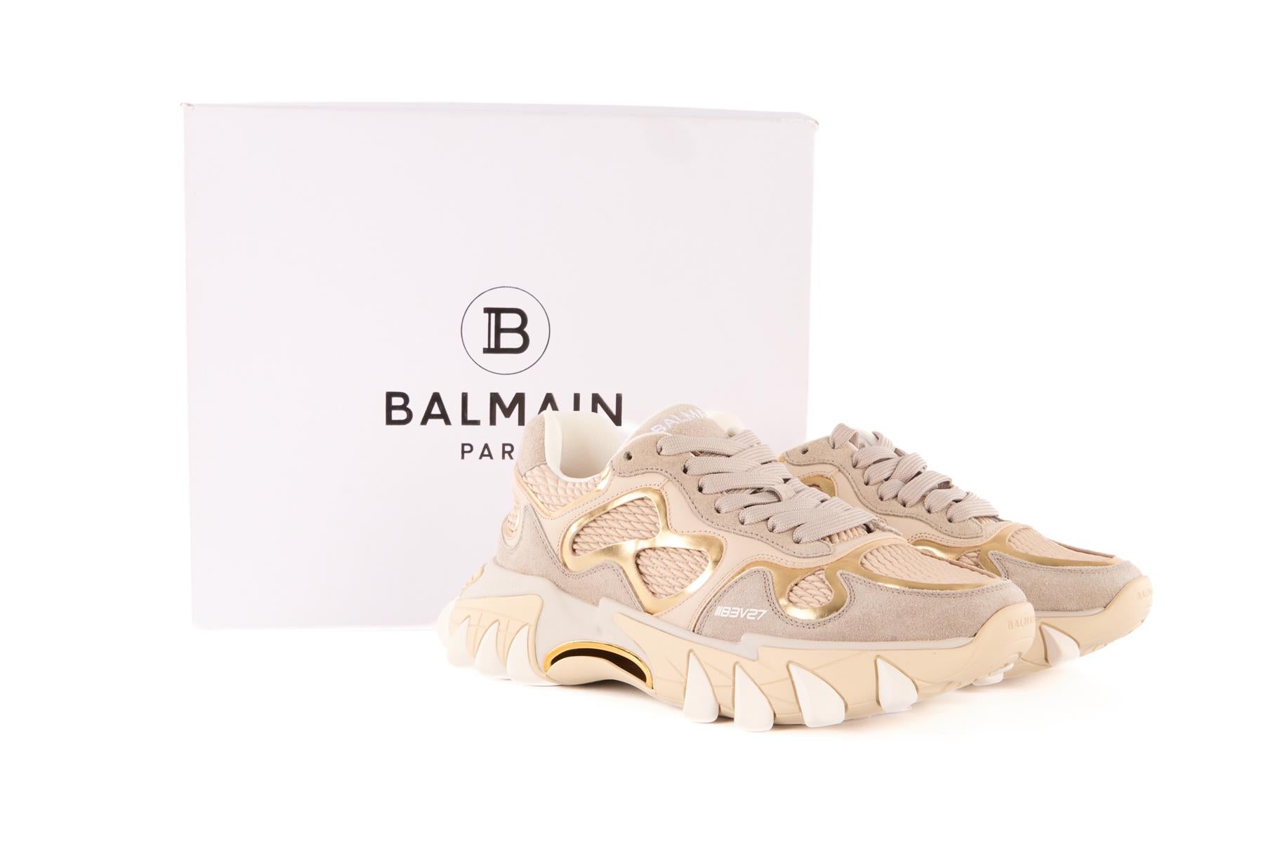 BALMAIN GREY B-EAST SUEDE SNEAKERS EU 38 UK 5 US 8