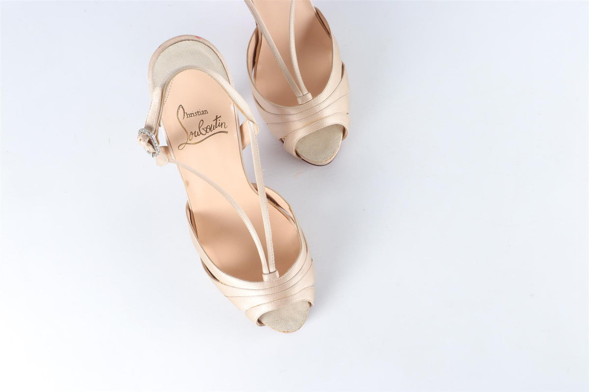 CHRISTIAN LOUBOUTIN GOLD SATIN SANDALS EU 38 UK 5 US 8