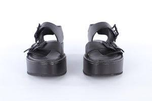 ANN DEMEULEMEESTER BLACK LEATHER PLATFORM SANDALS EU 38 UK 5