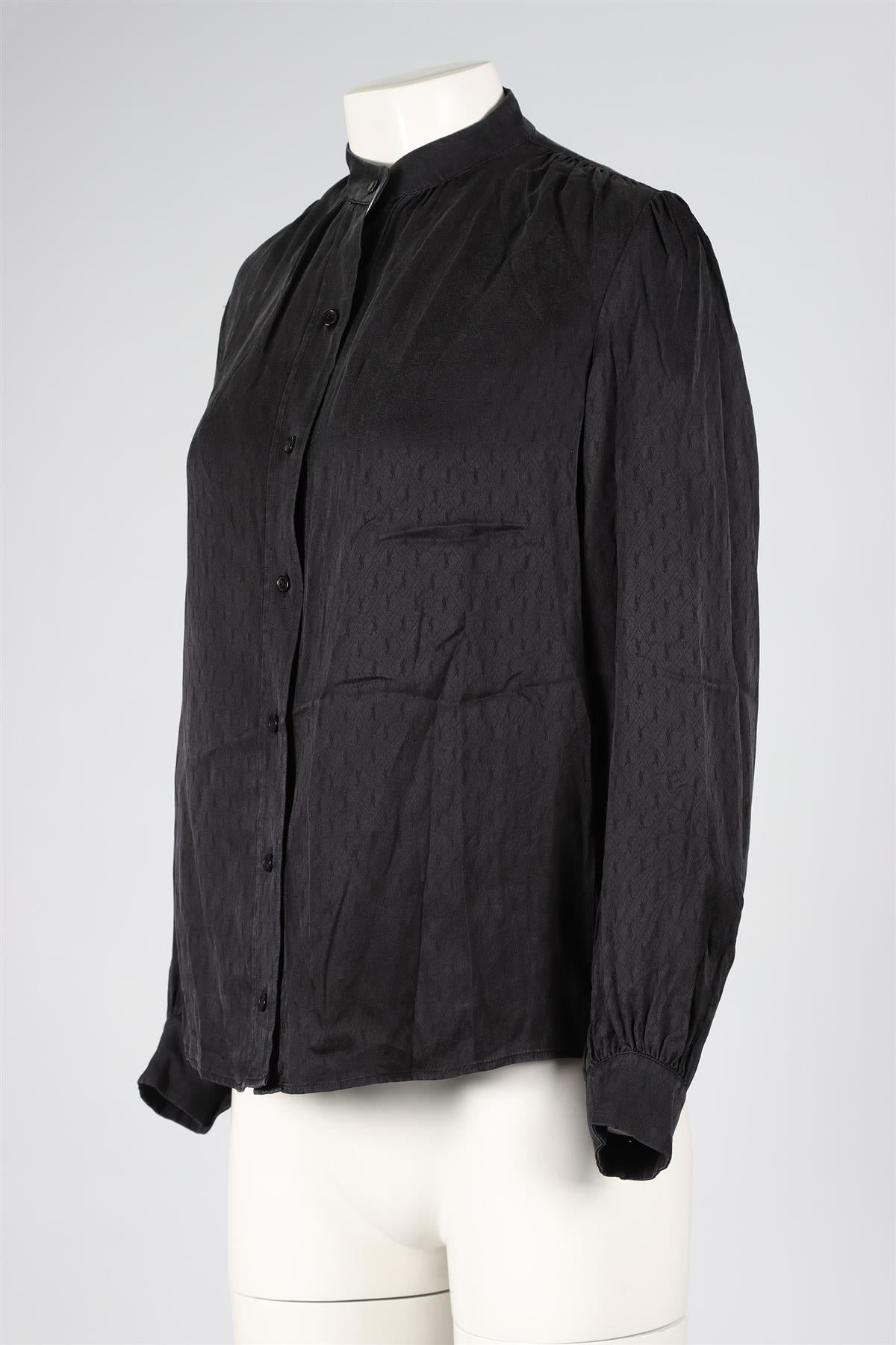 SAINT LAURENT BLACK SILK BLOUSE FR 40 UK 12