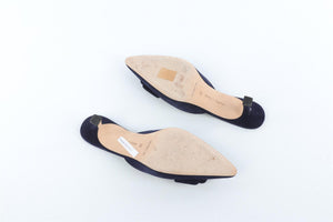 MANOLO BLAHNIK MAYSALE NAVY SUEDE MULES EU 38 UK 5 US 8
