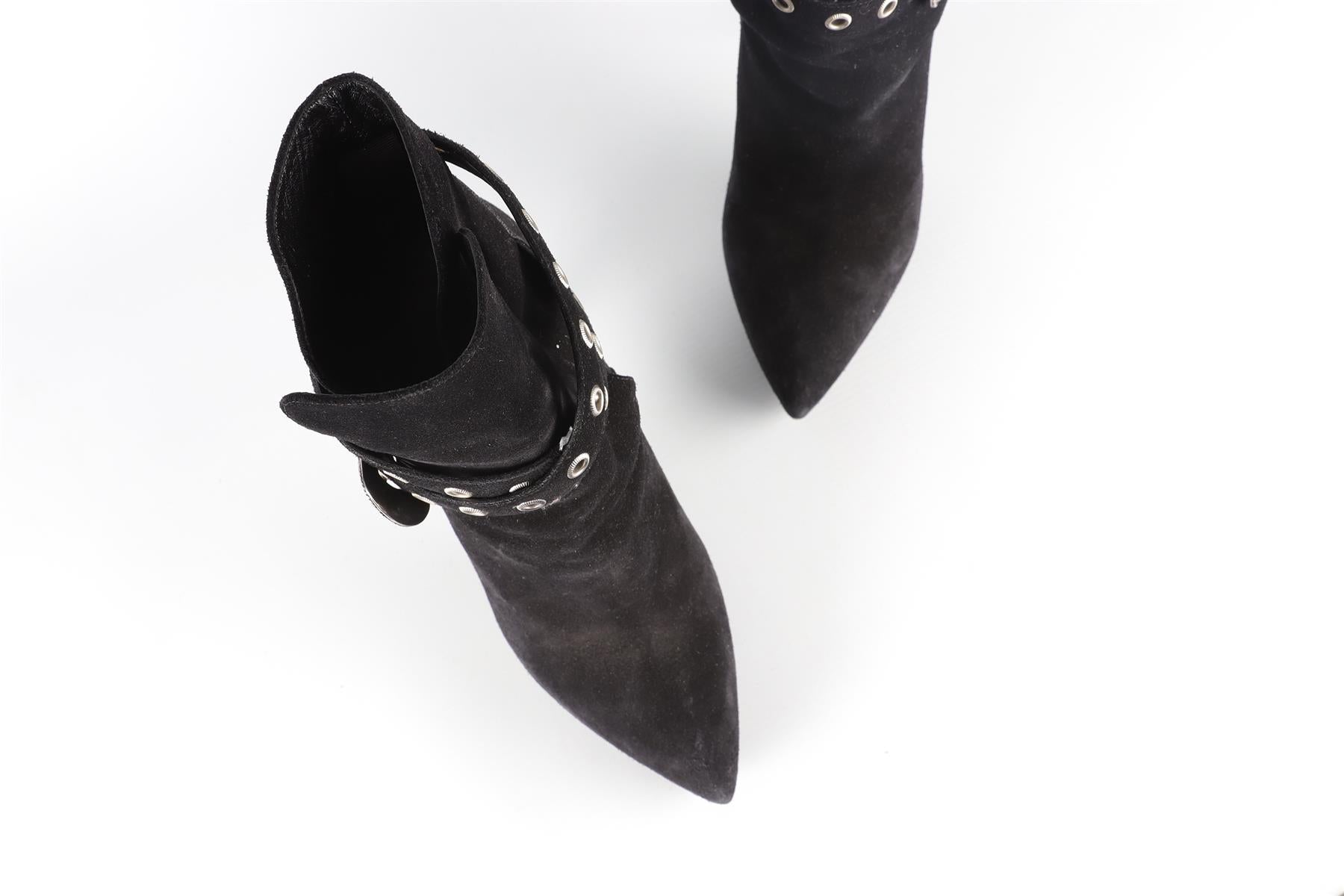 SAINT LAURENT BLACK SUEDE ANKLE BOOTS EU 40 UK 7 US 10