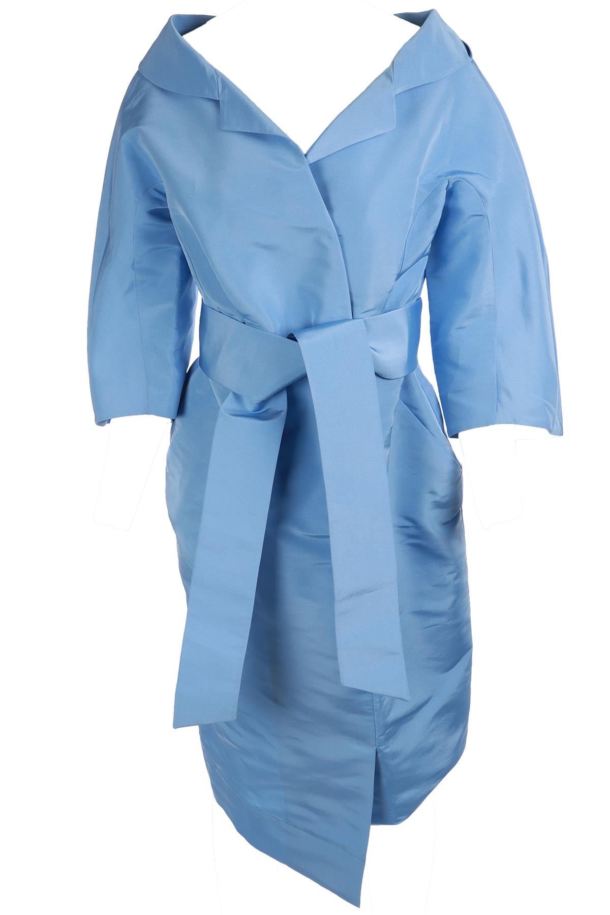 NATAN BLUE SILK MIDI DRESS EU 42 UK 14