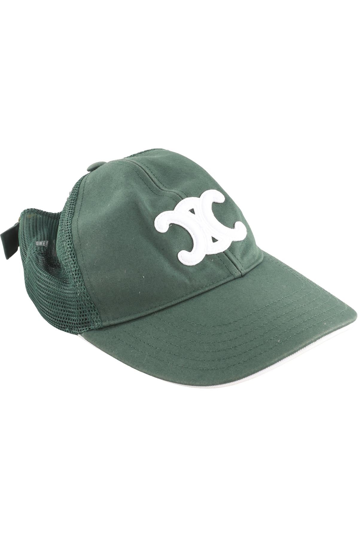 CELINE GREEN TRIOMPHE COTTON BASEBALL CAP SMALL