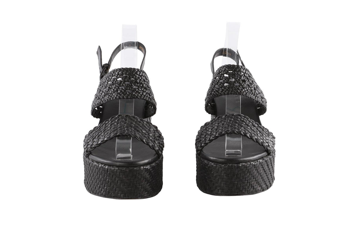 ROBERT CLERGERIE BLACK LEATHER PLATFORM SANDALS EU 40 UK 7 US 10