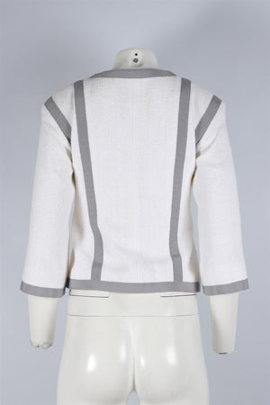 CHANEL WHITE 2014 COTTON JACKET FR 36 UK 8