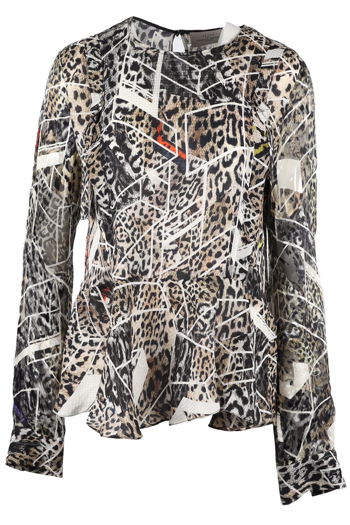 PREEN BY THORNTON BREGAZZI MULTICOLOURED PRINTED SILK TOP LARGE