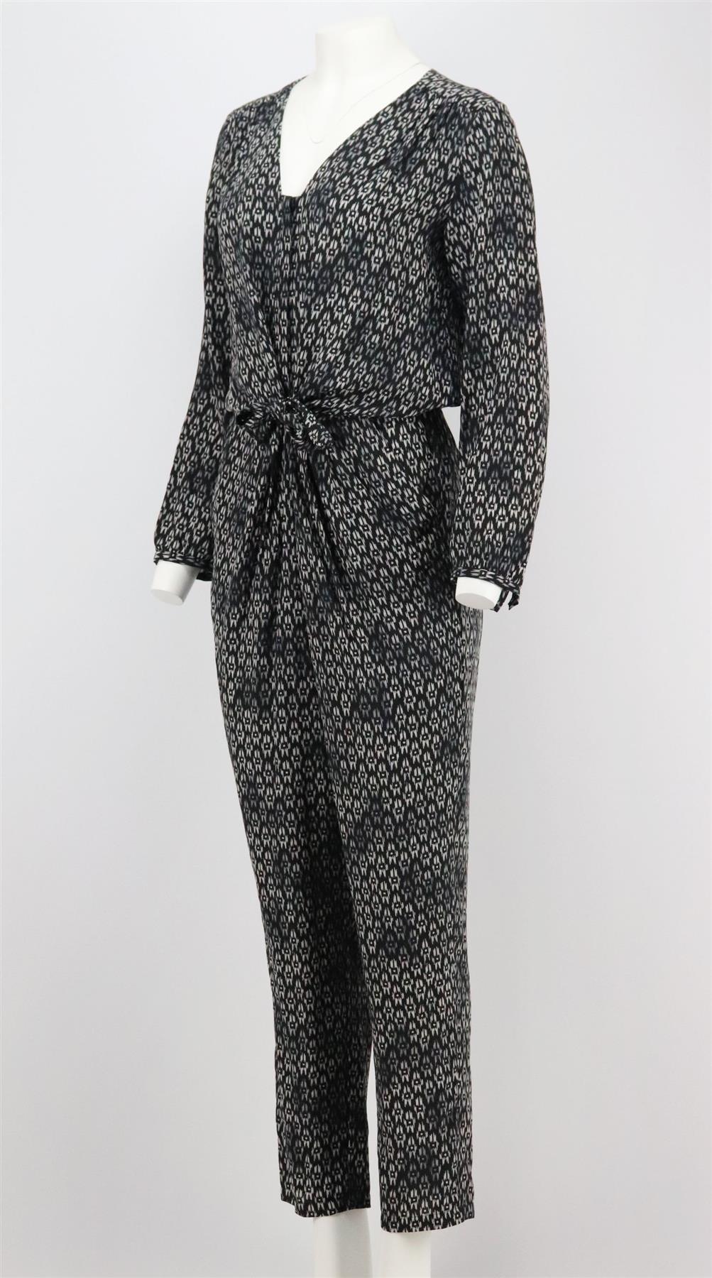 REBECCA TAYLOR TIE FRONT PRINTED SILK JUMPSUIT US 8 UK 12
