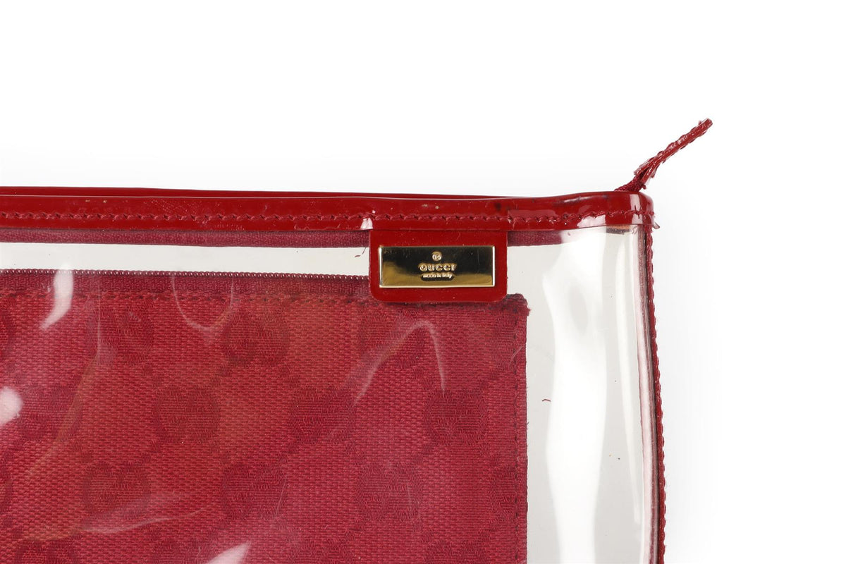 GUCCI RED GG CANVAS AND PVC 2 IN 1 COSMETIC POUCH