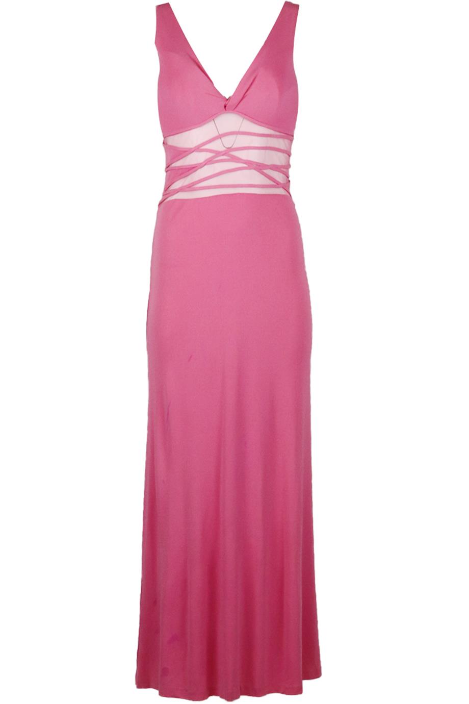 LA PERLA VINTAGE MESH PANELED JERSEY MAXI DRESS IT 44 UK 12