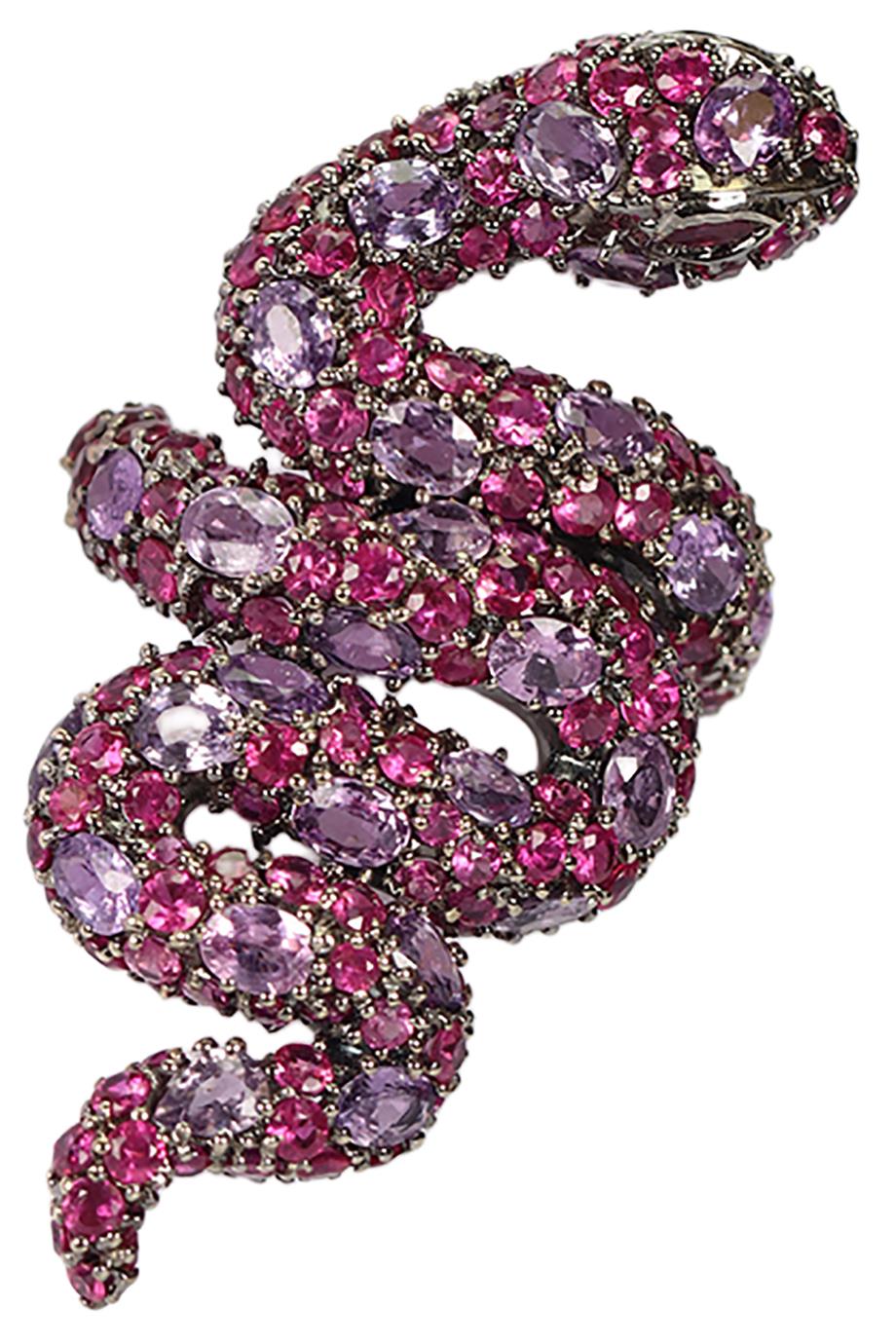 LORRAINE SCHWARTZ 18K WHITE GOLD PINK SAPPHIRE AND RUBY RING