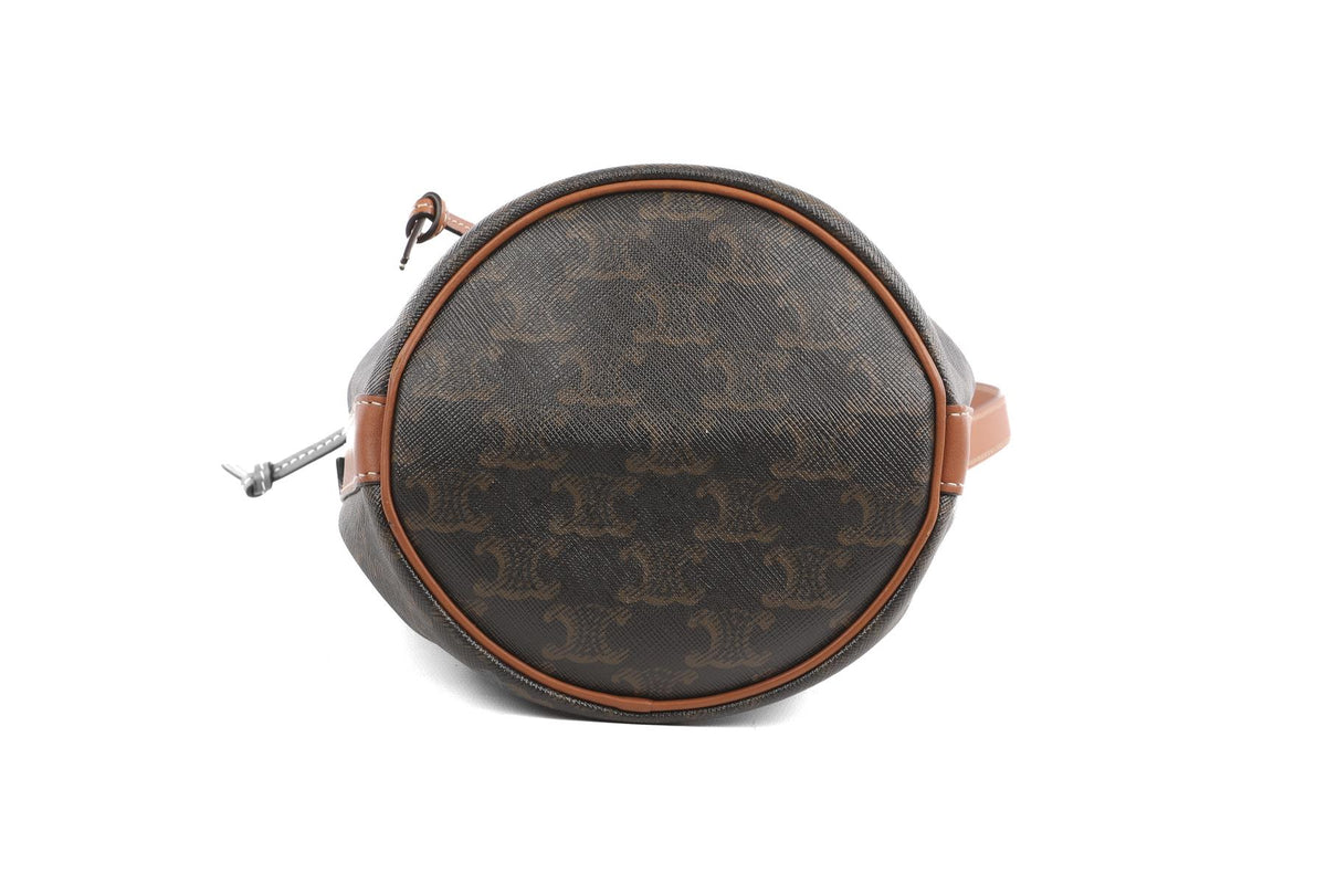 CELINE BROWN TRIOMPHE SMALL LEATHER SHOULDER BAG