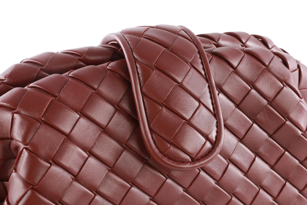 BOTTEGA VENETA BURGUNDY LAUREN 1980 TEEN SMALL INTRECCIATO LEATHER CLUTCH