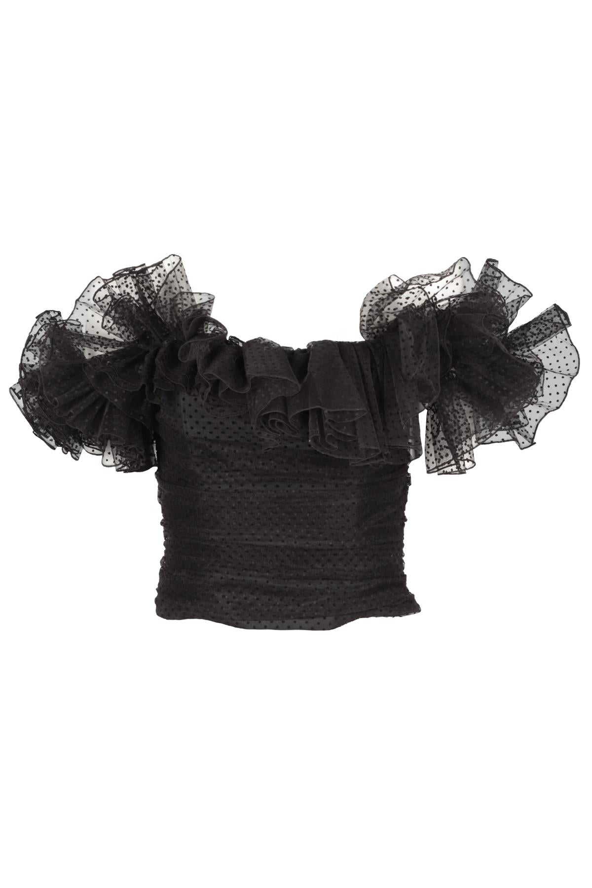 ALEXANDRE VAUTHIER BLACK TULLE TOP FR 36 UK 8