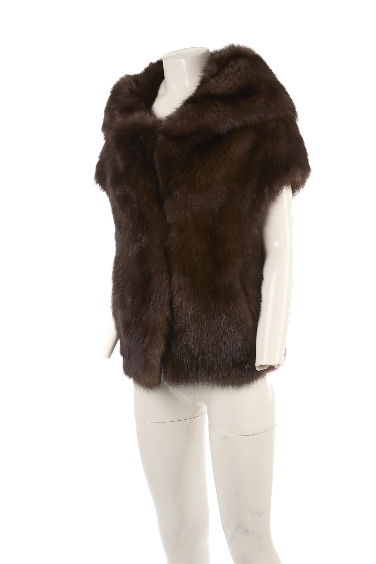 YVES SALOMON BROWN SABLE FUR JACKET FR 36 UK 8