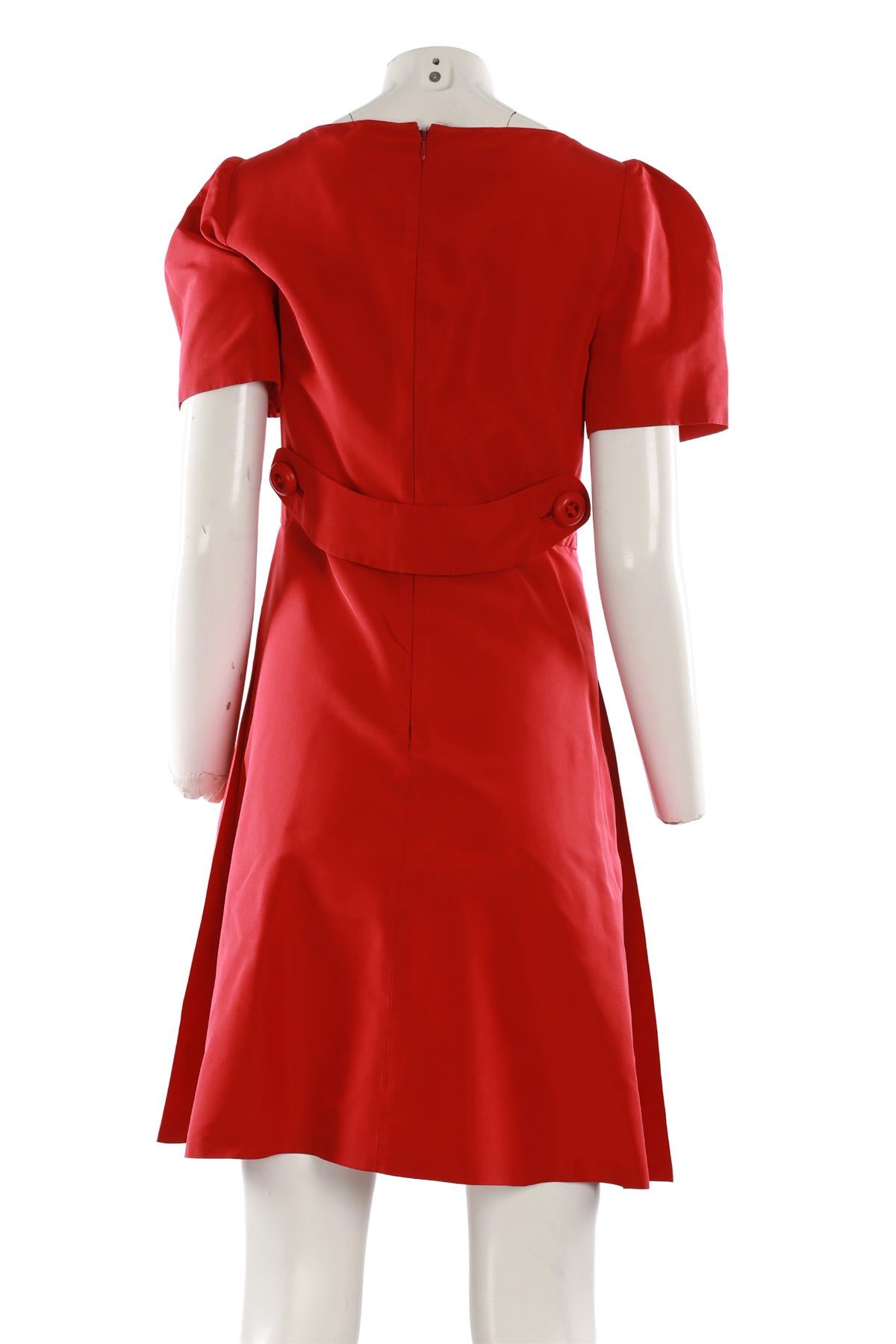 PRADA RED SILK MIDI DRESS IT 42 UK 10