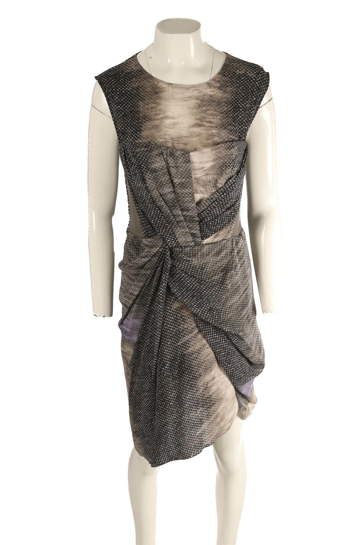 PETER PILOTTO GREY SILK MINI DRESS UK 12