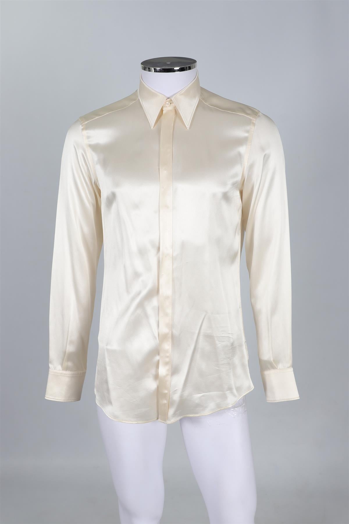 DOLCE & GABANNA IVORY MEN'S MARTINI SILK SHIRT EU 39 UK 38