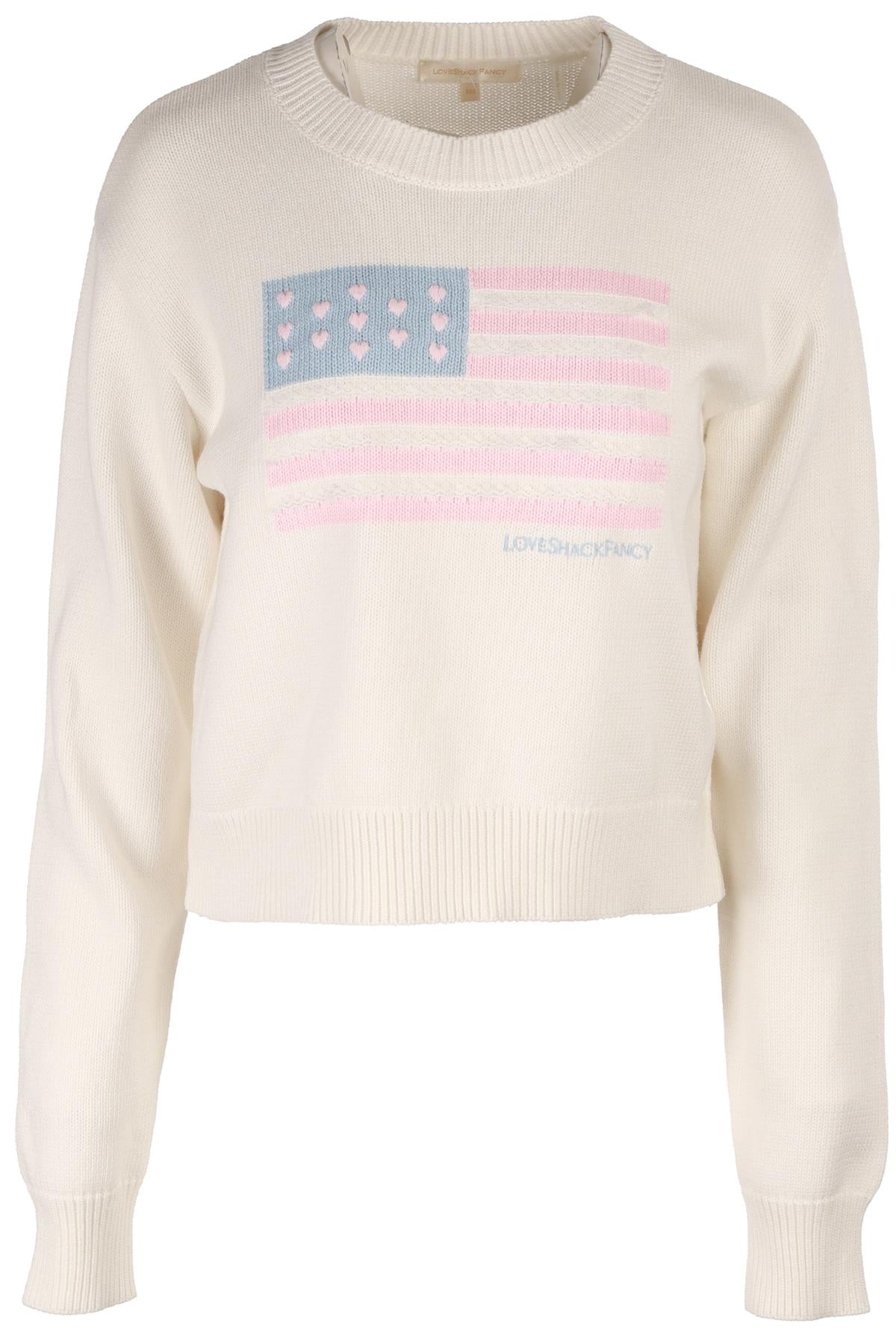 LOVESHACKFANCY WHITE COTTON SWEATER XXSMALL