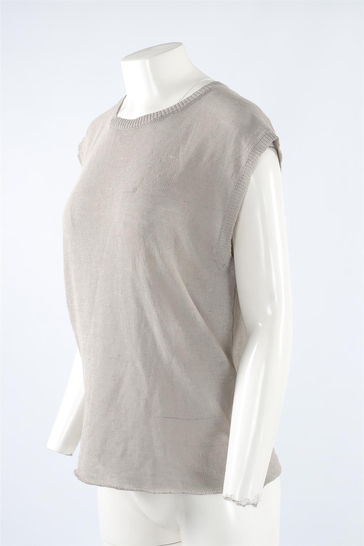 INHABIT GREY LINEN VEST SMALL
