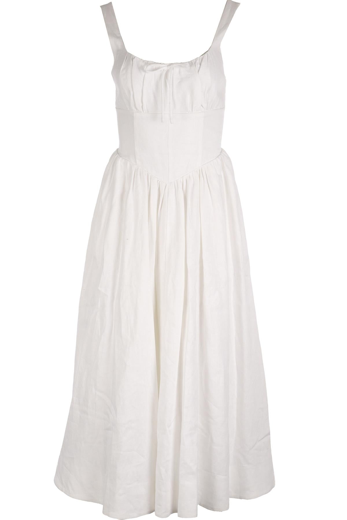 REFORMATION WHITE LINEN MAXI DRESS US 2 UK 6