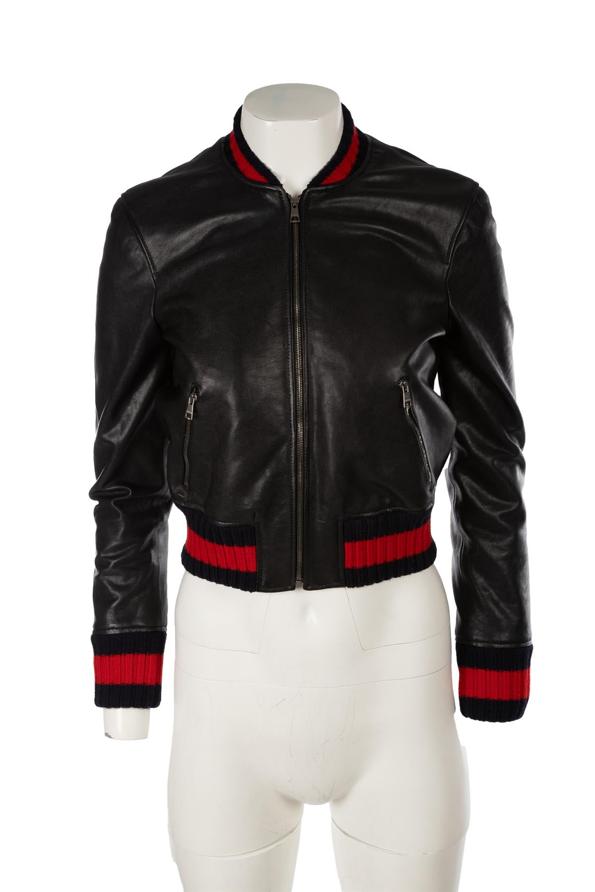 GUCCI BLACK LEATHER JACKET IT 36 UK 4