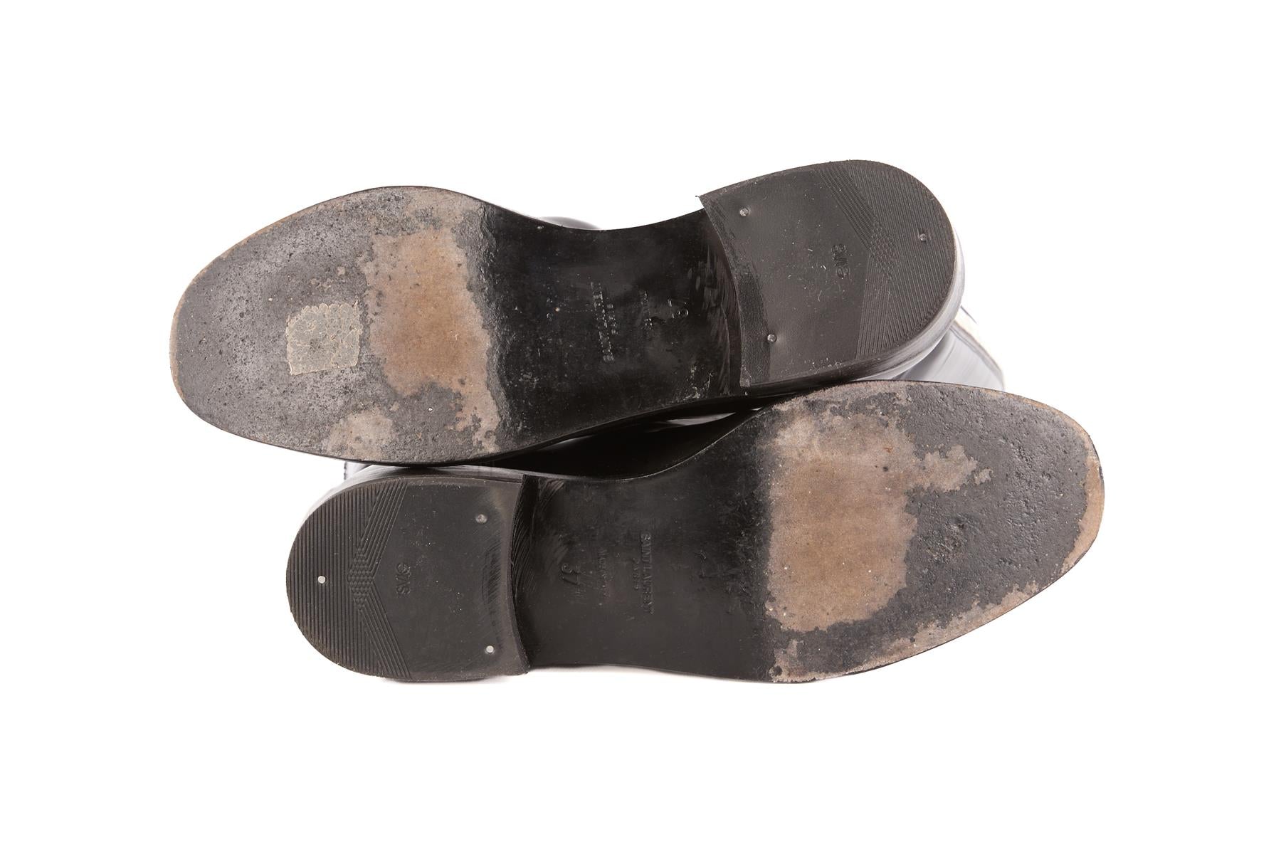 SAINT LAURENT BLACK PATENT LEATHER KNEE HIGH BOOTS EU 37 UK 4 US 7