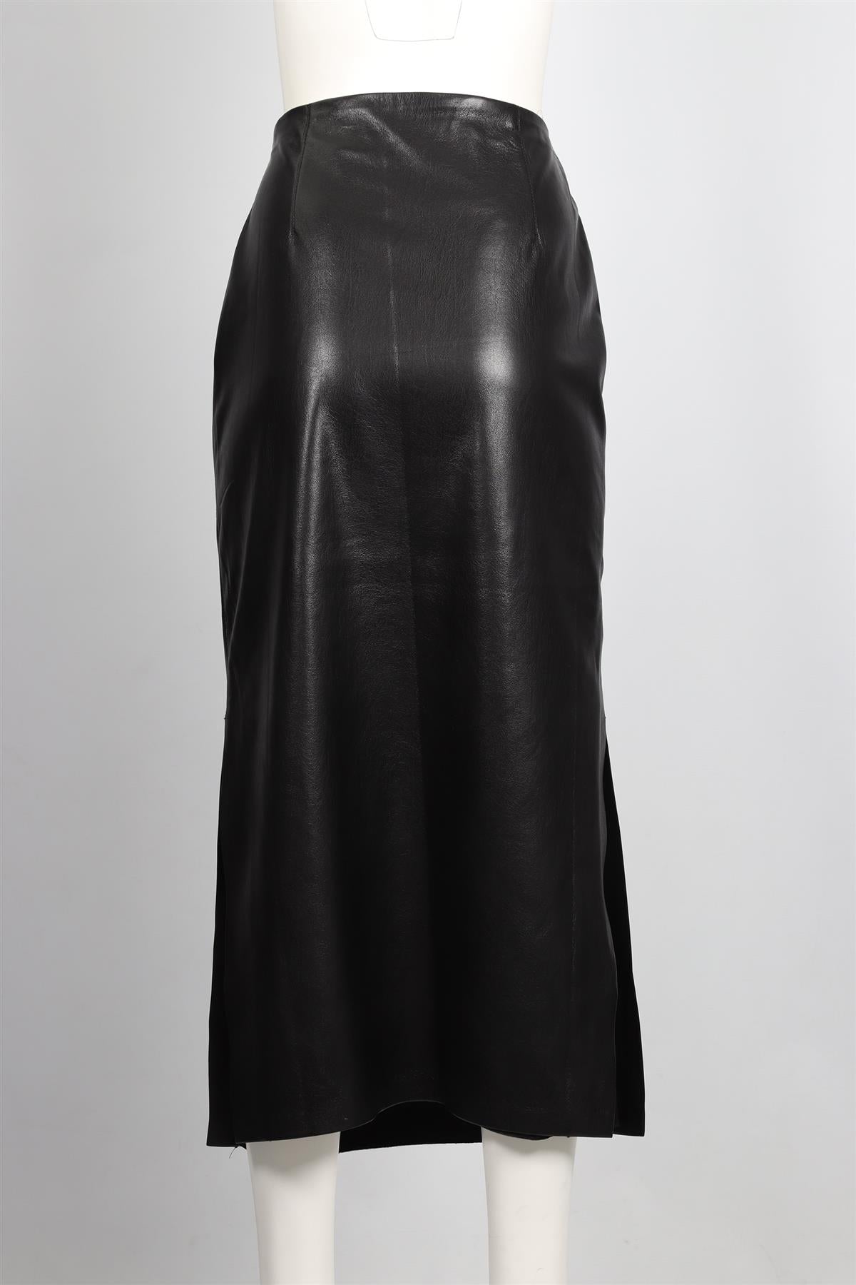 NANUSHKA BLACK FAUX LEATHER MAXI SKIRT LARGE