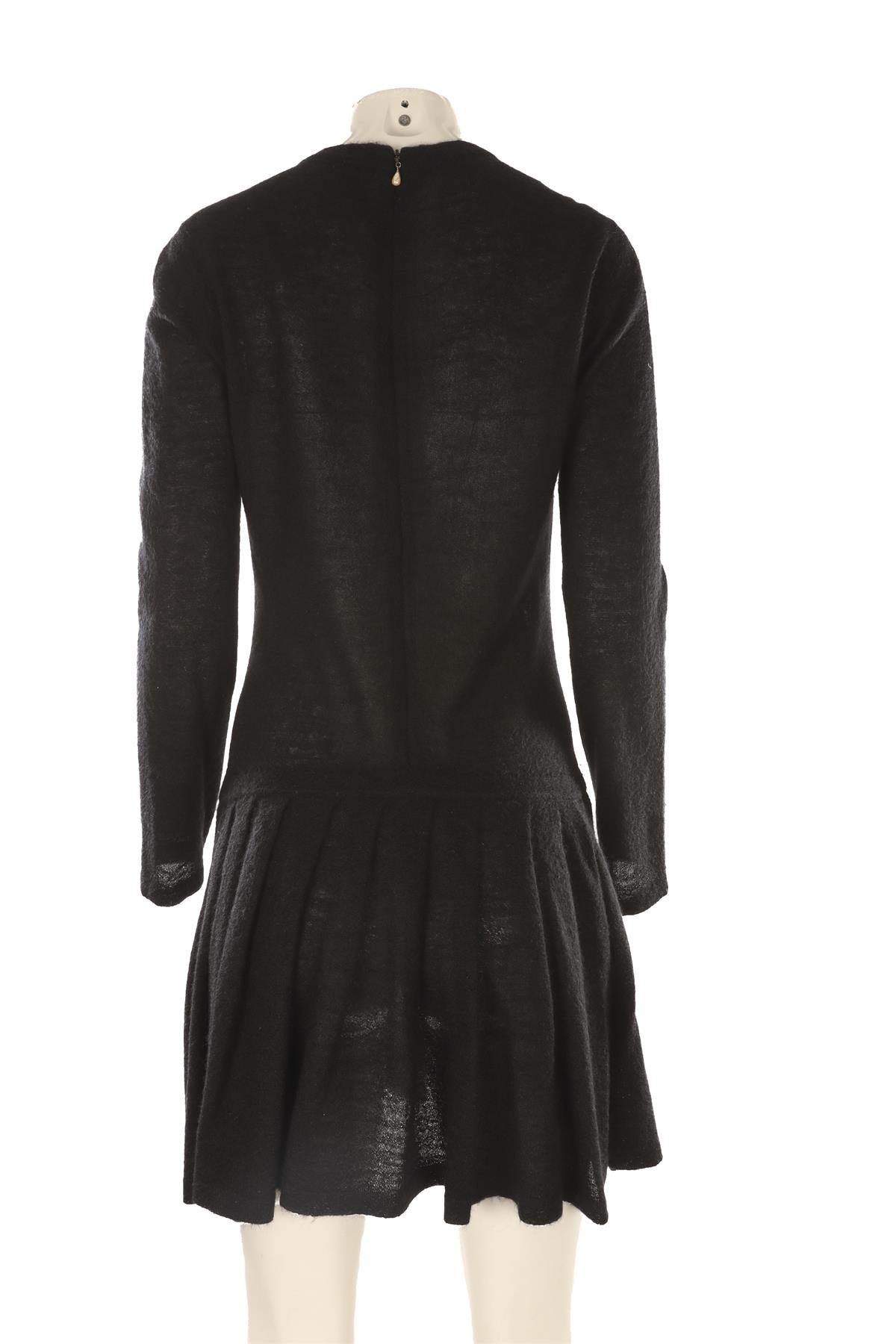 CHANEL BLACK 2014 CASHMERE MIDI DRESS FR 38 UK 10
