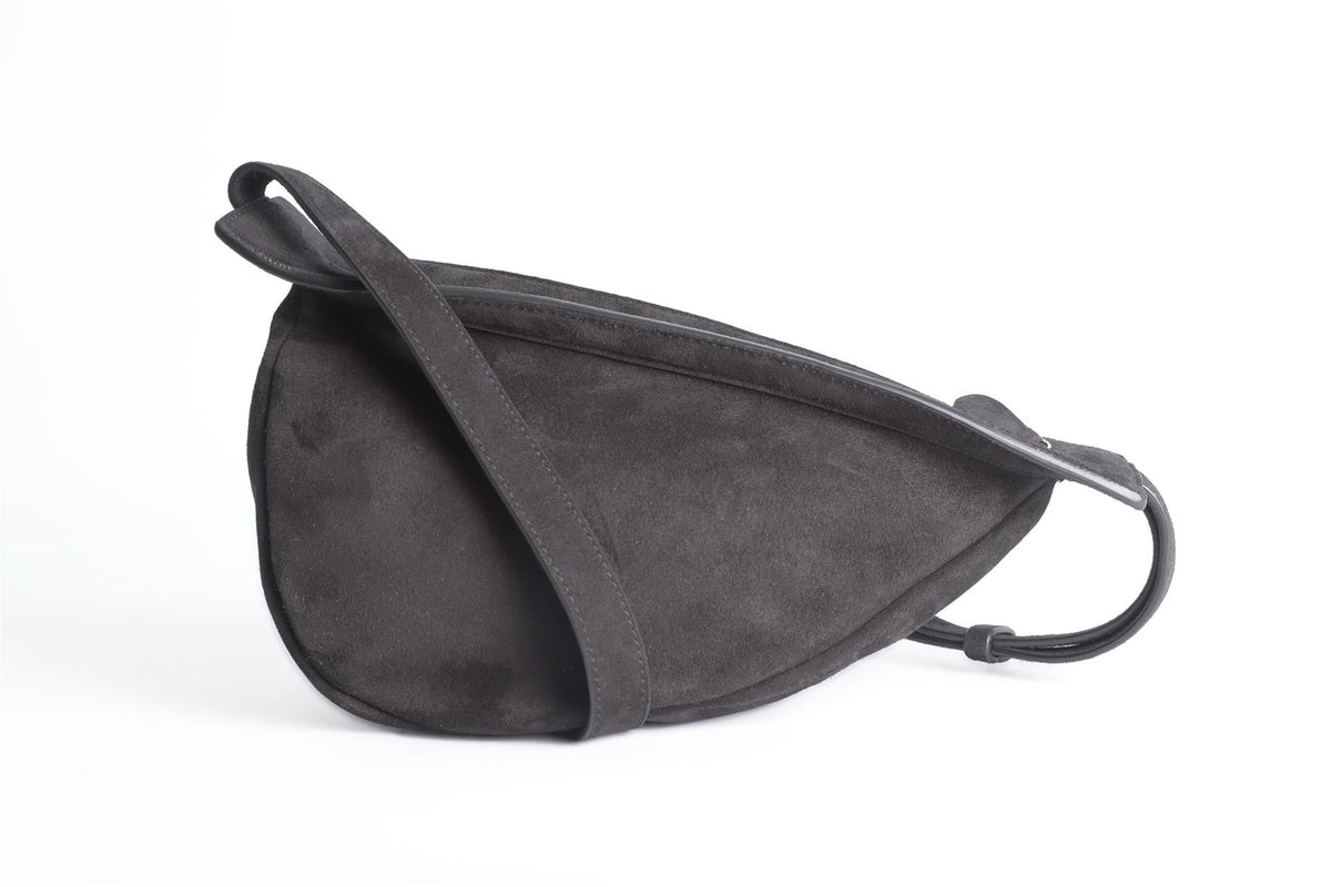 THE ROW BLACK SLOUCHY BANANA SMALL SUEDE SHOULDER BAG