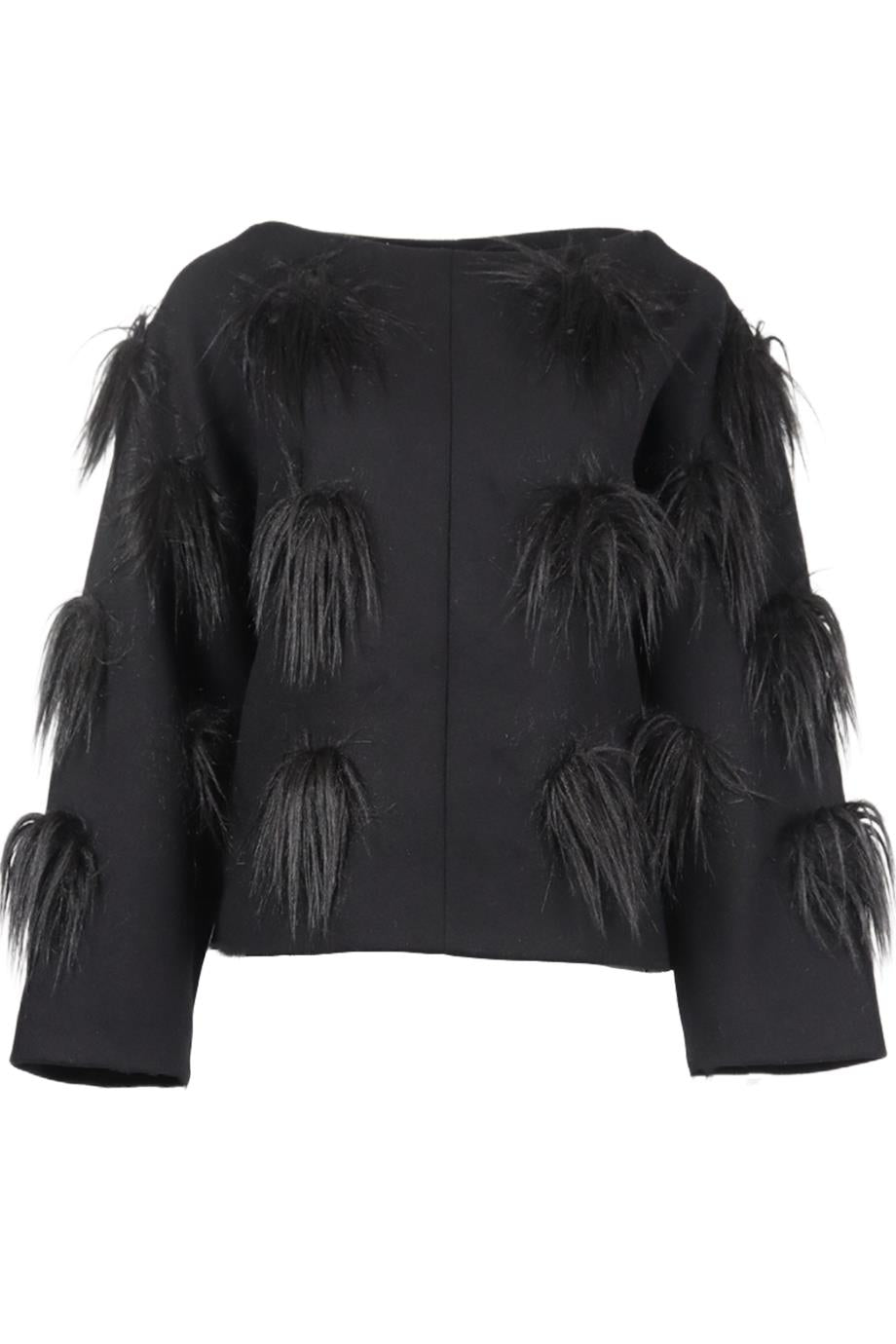 STELLA MCCARTNEY FAUX FUR AND WOOL BLEND TOP IT 34 UK 2
