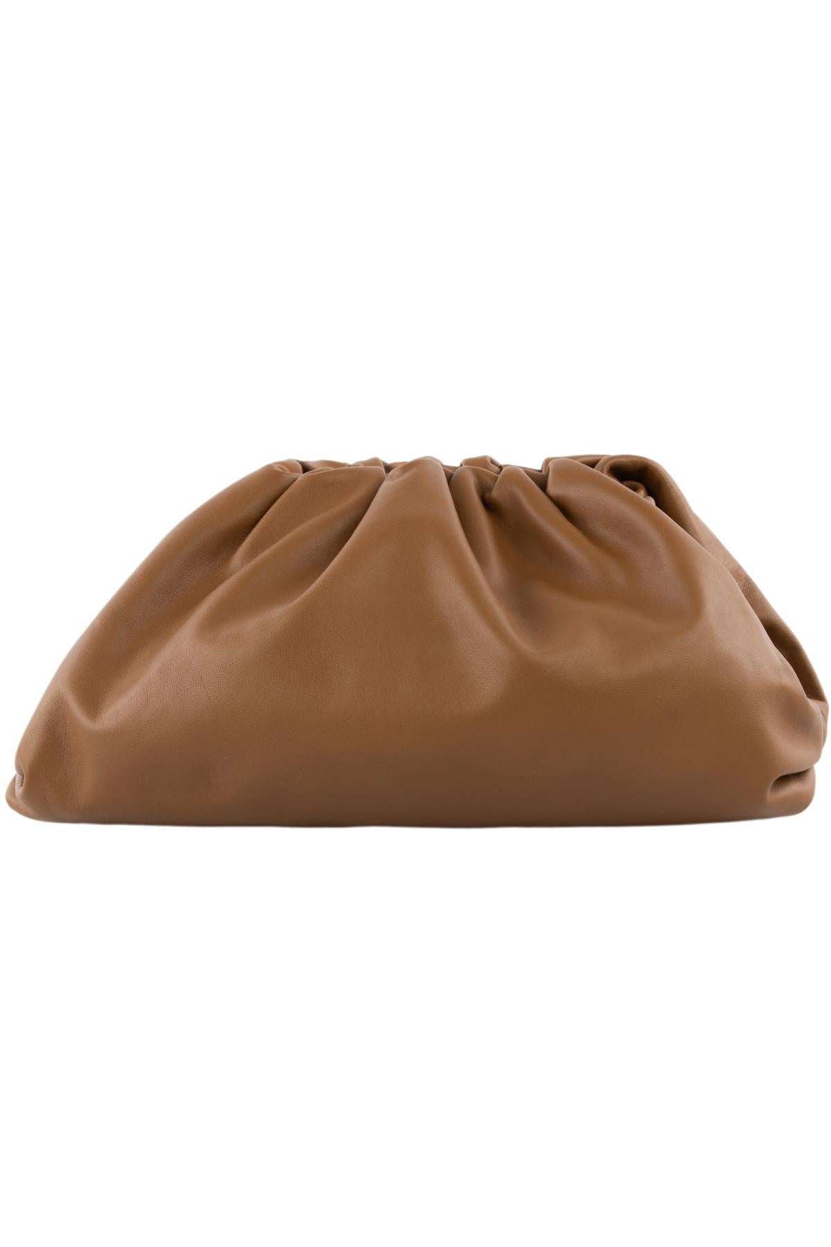 BOTTEGA VENETA BROWN POUCH LARGE LEATHER CLUTCH