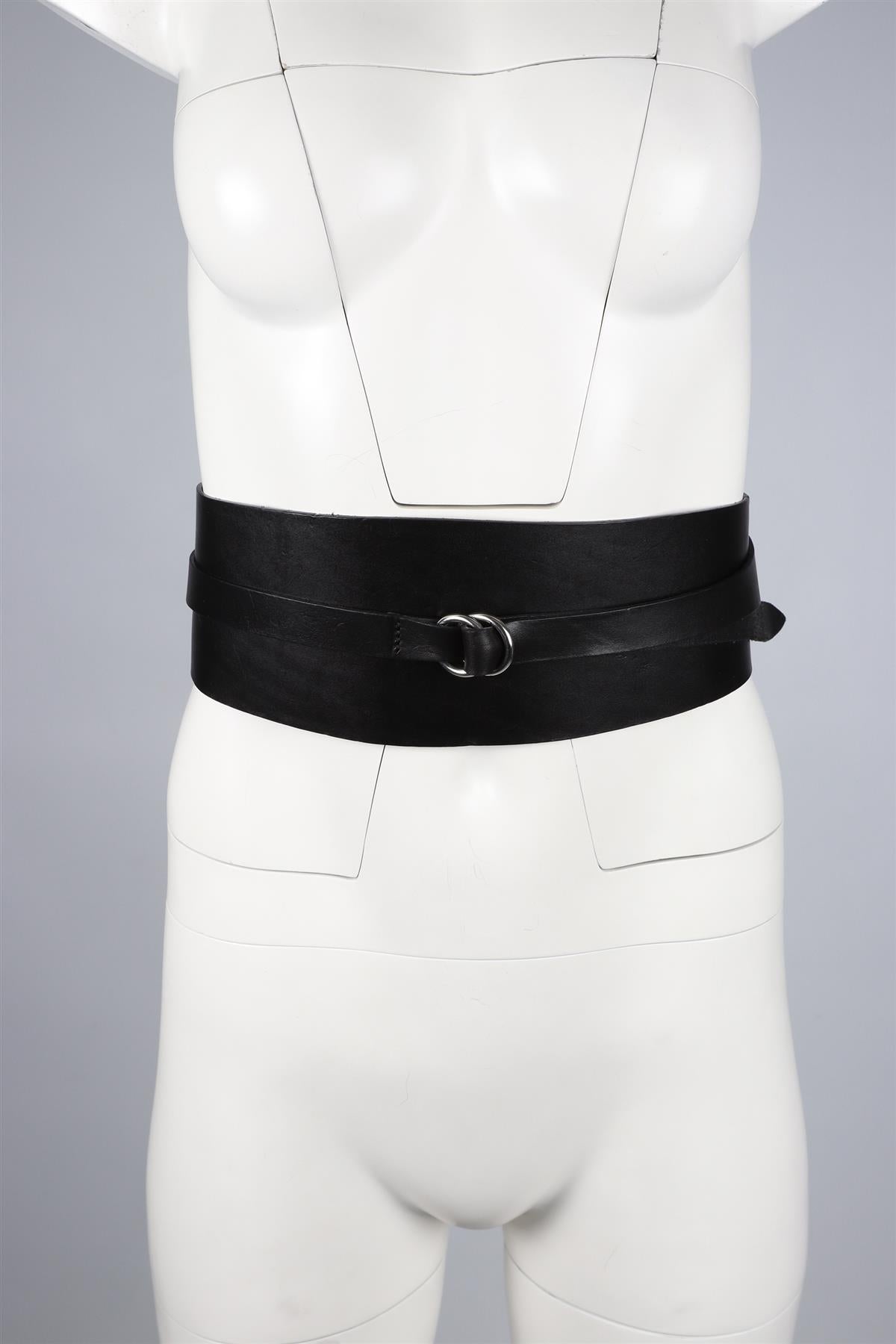 ISABEL MARANT BLACK LEATHER WAIST BELT 66 IN