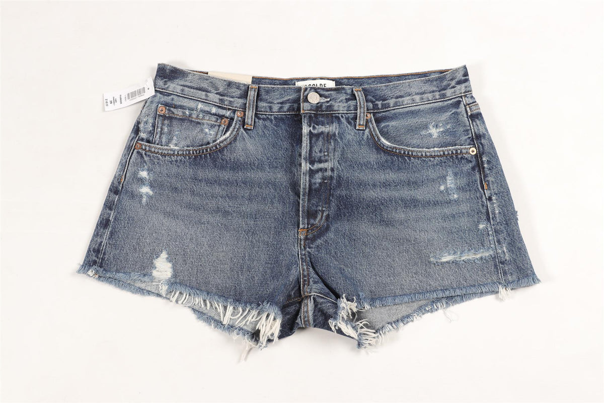 AGOLDE BLUE HIGH RISE DENIM SHORTS W29 UK 10-12