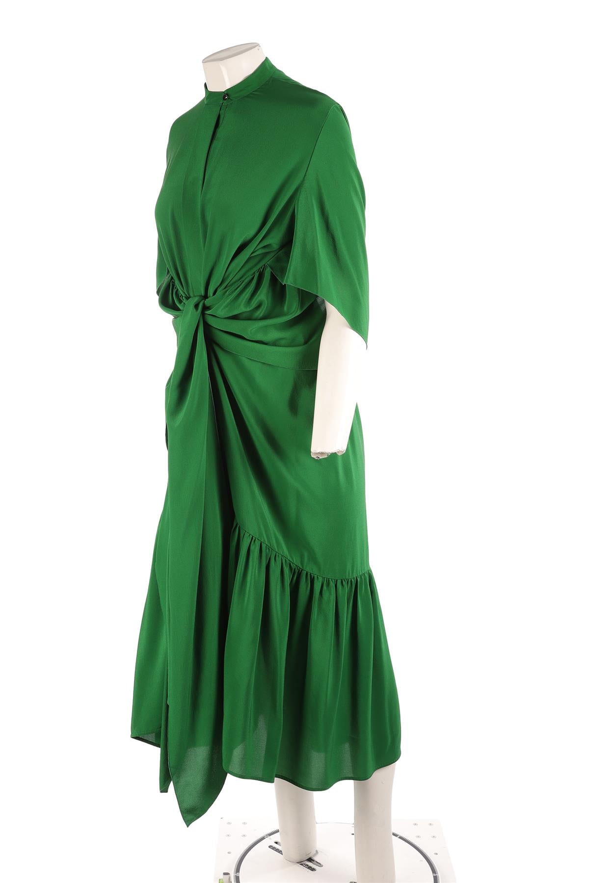 PETAR PETROV GREEN SILK MIDI DRESS FR 40 UK 12