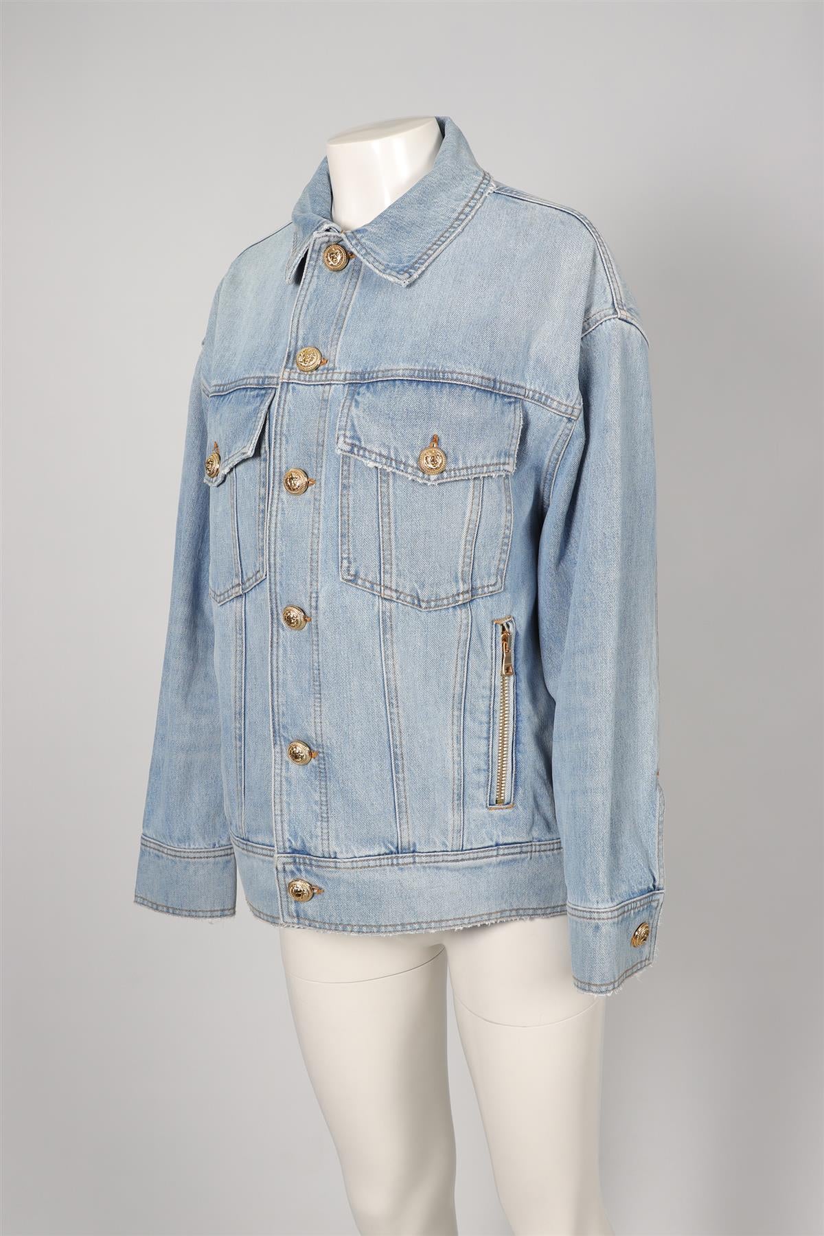 BALMAIN BLUE DENIM JACKET FR 34 UK 6