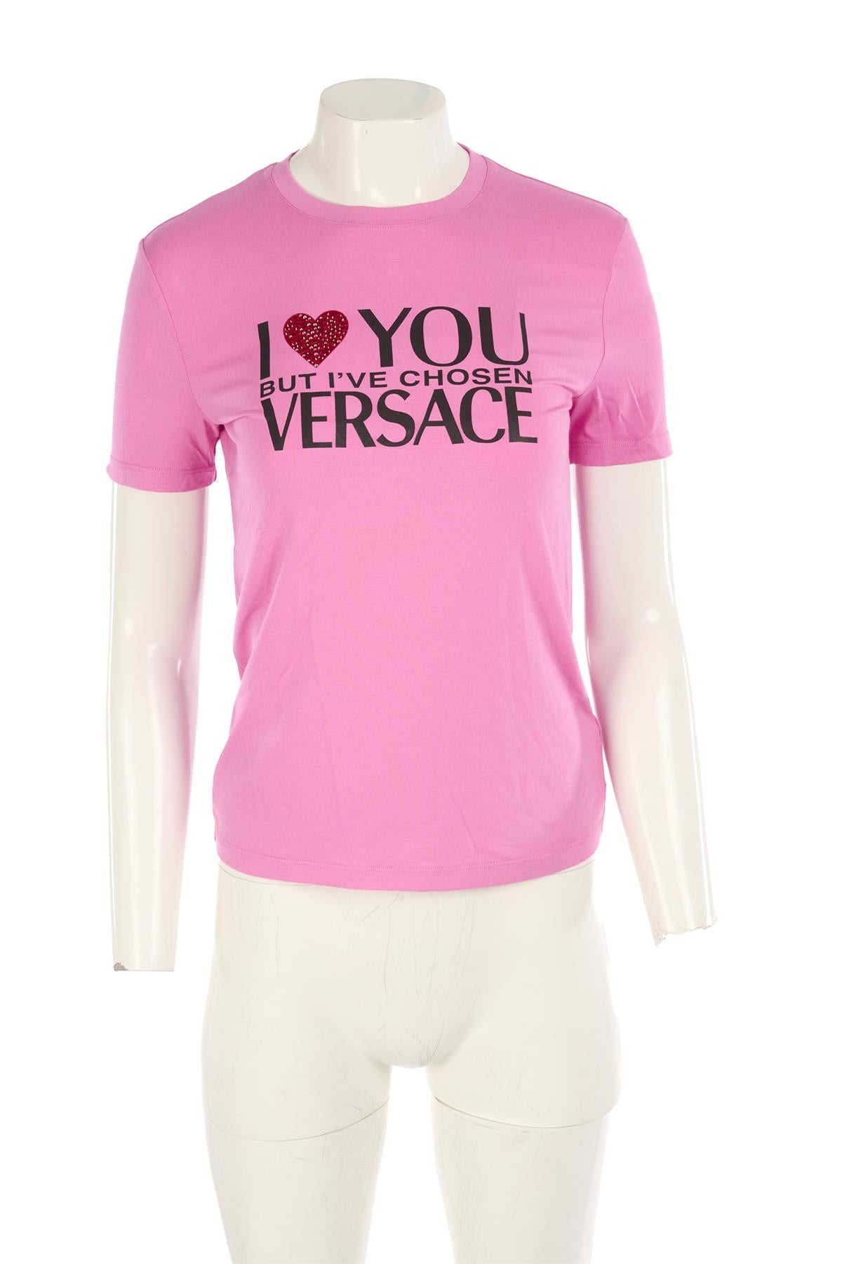 VERSACE PINK JERSEY T-SHIRT IT 42 UK 10