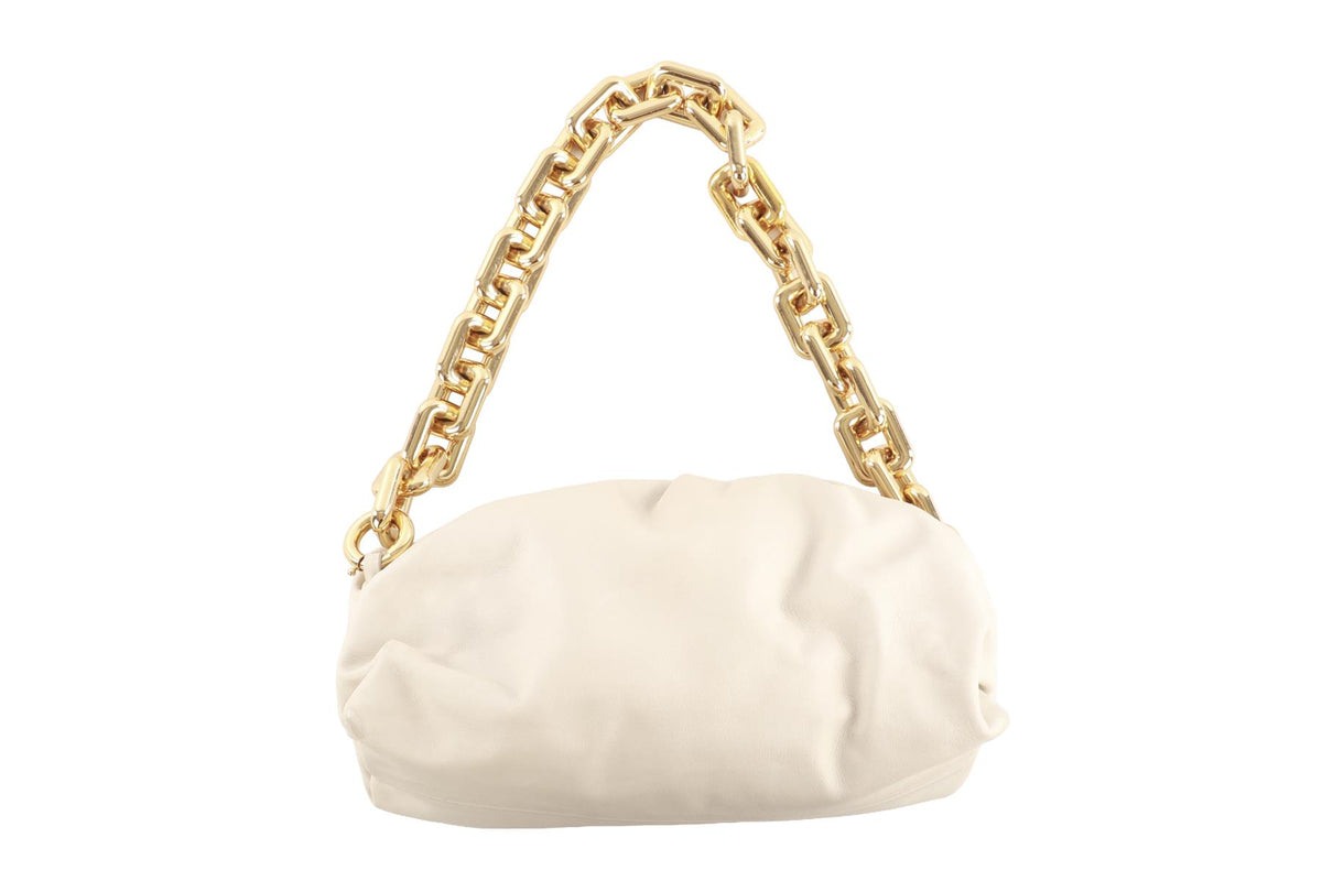 BOTTEGA VENETA ECRU THE CHAIN POUCH LEATHER SHOULDER BAG
